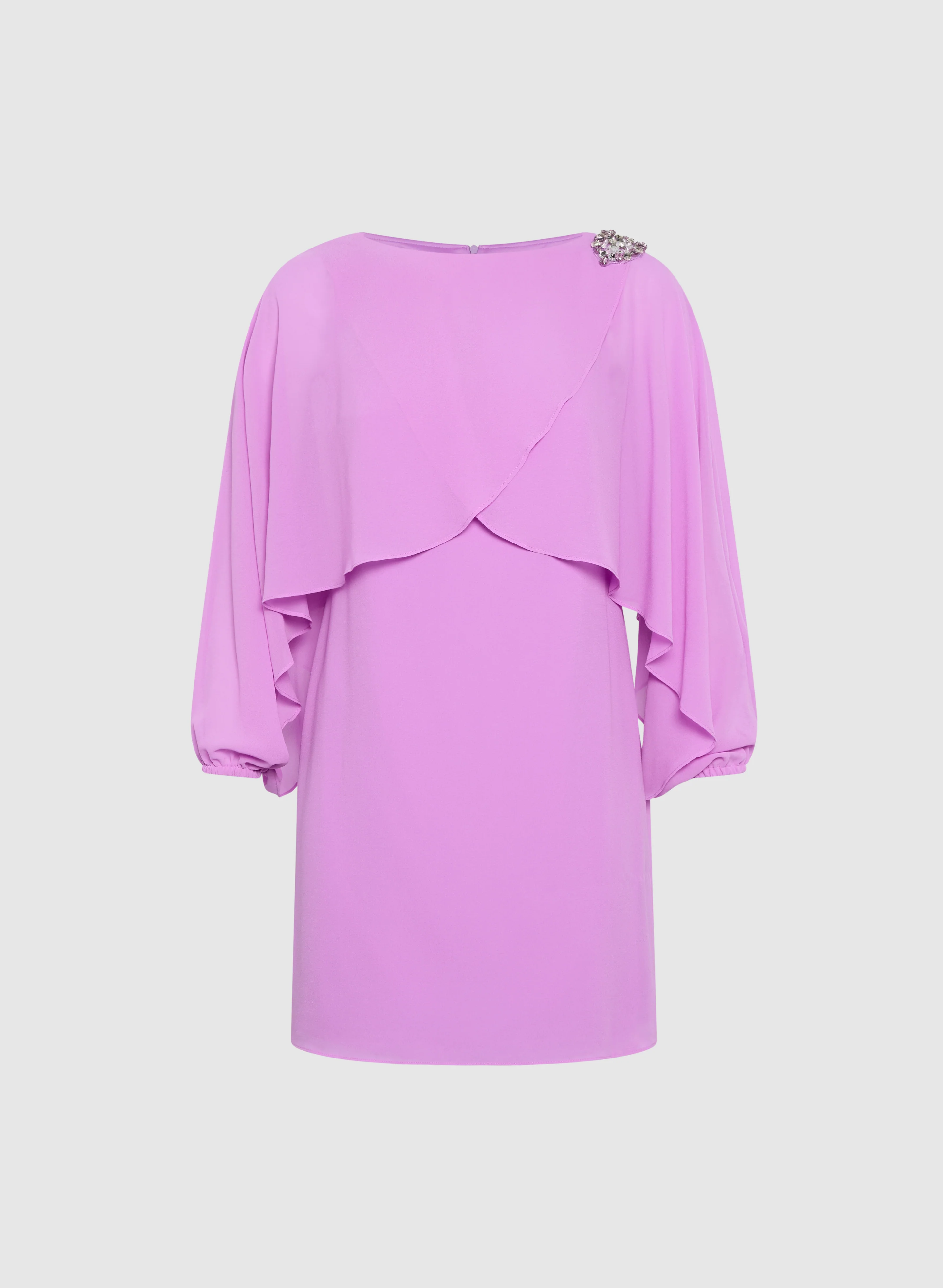 Brooch Embellished Capelet Dress - Image 6