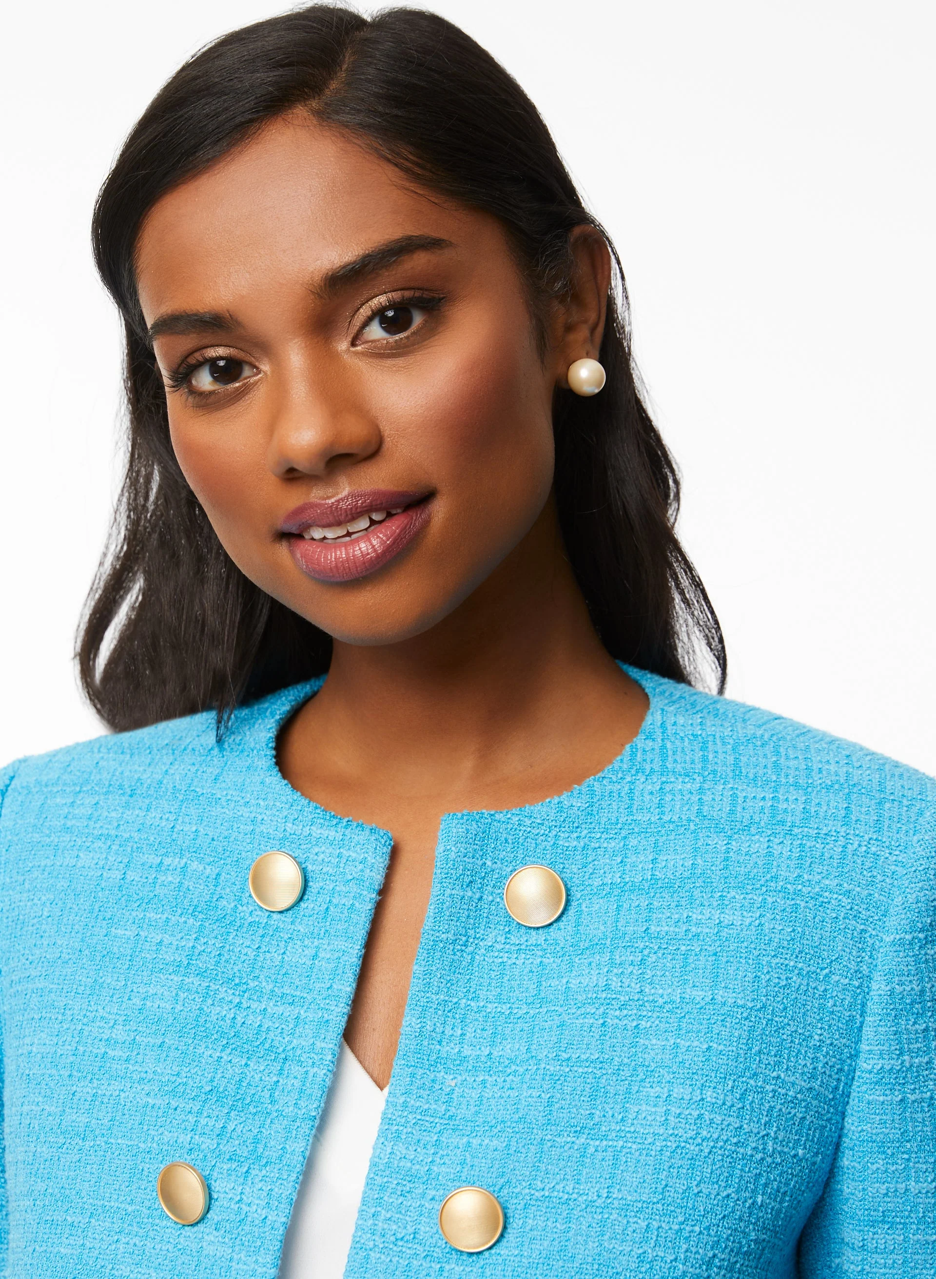 Button Detail Bouclé Jacket - Image 4