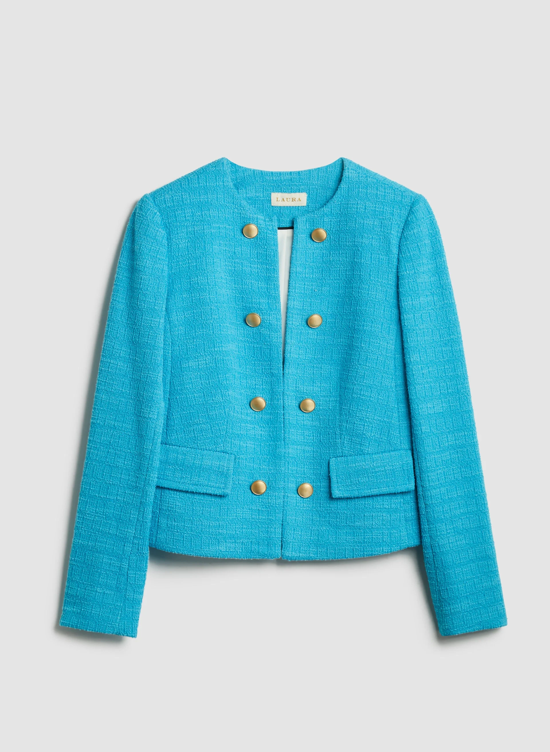 Button Detail Bouclé Jacket - Image 5