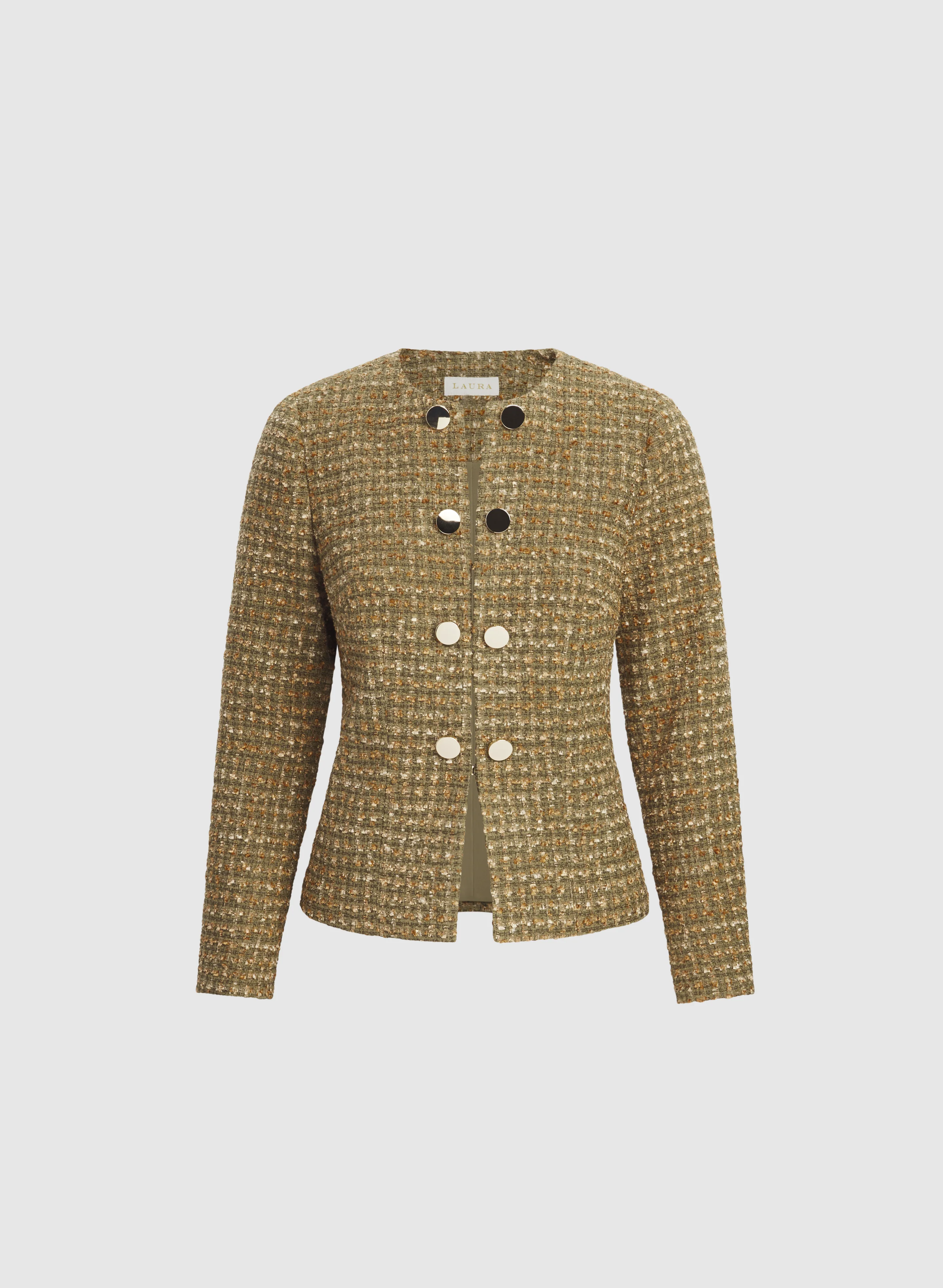 Button Detail Bouclé Jacket - Image 6