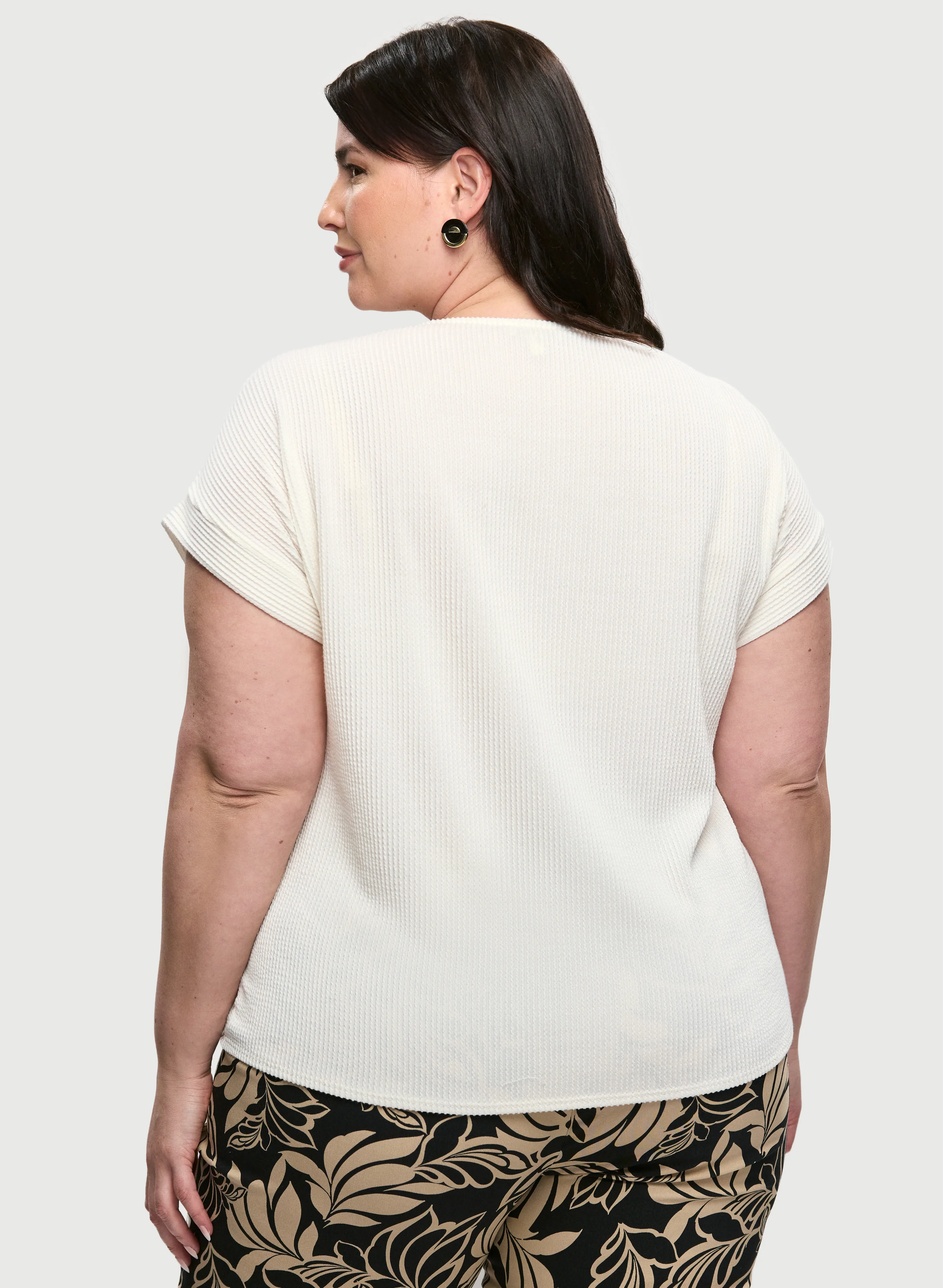 Button Detail Cap-Sleeve Top - Image 4