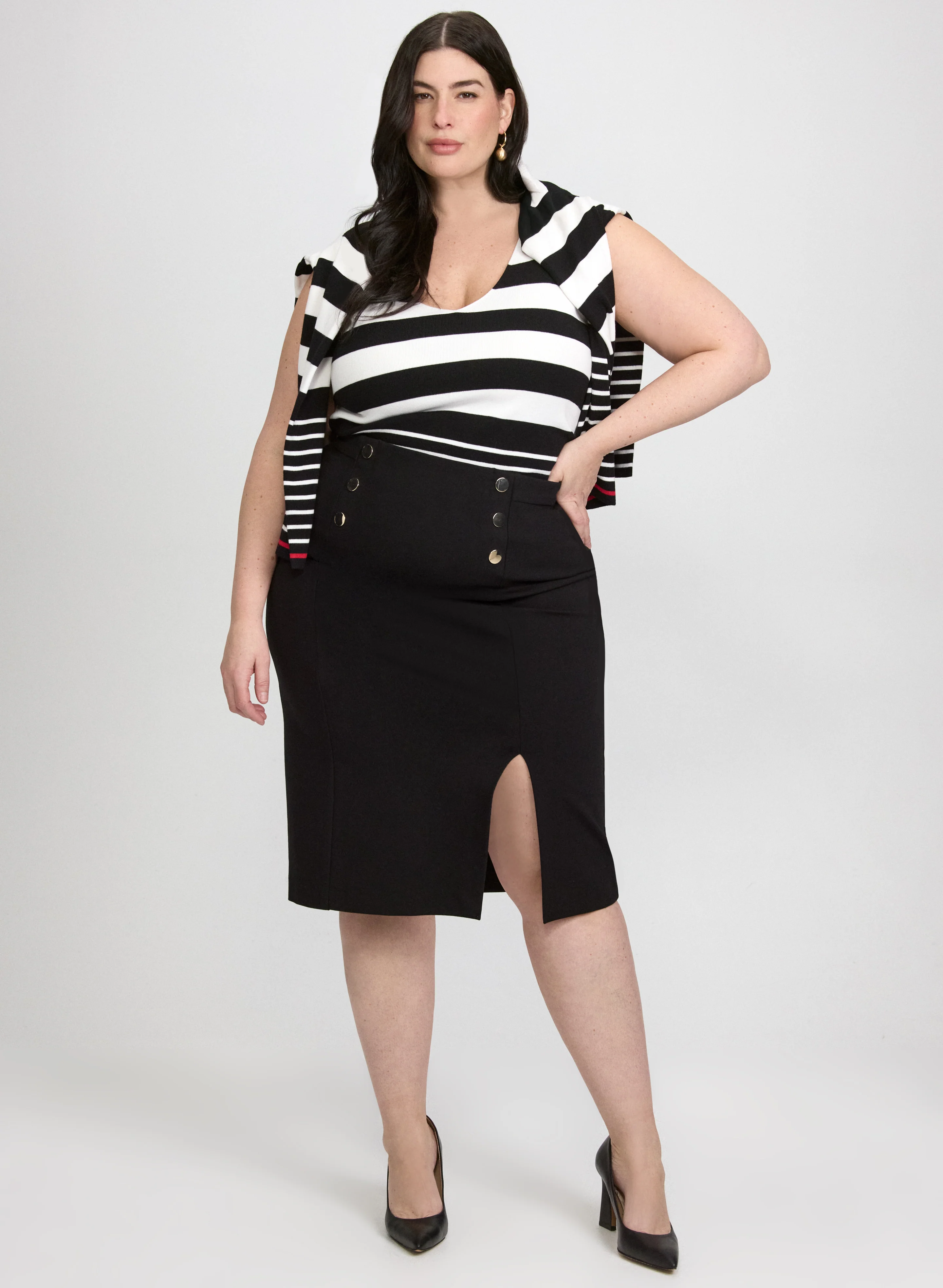 Button Detail Pencil Skirt - Image 4