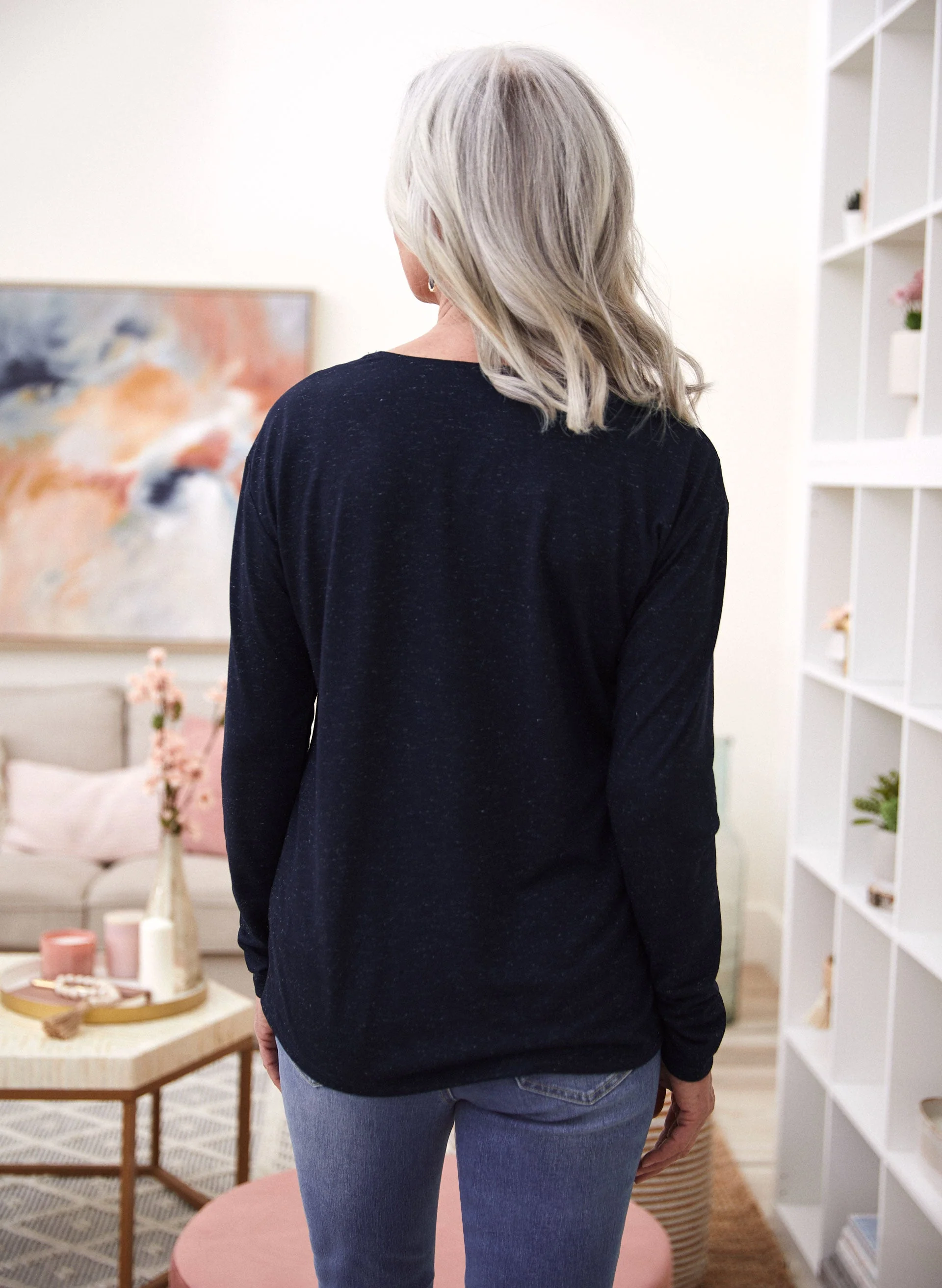 Button Detail V-Neck Top - Image 4