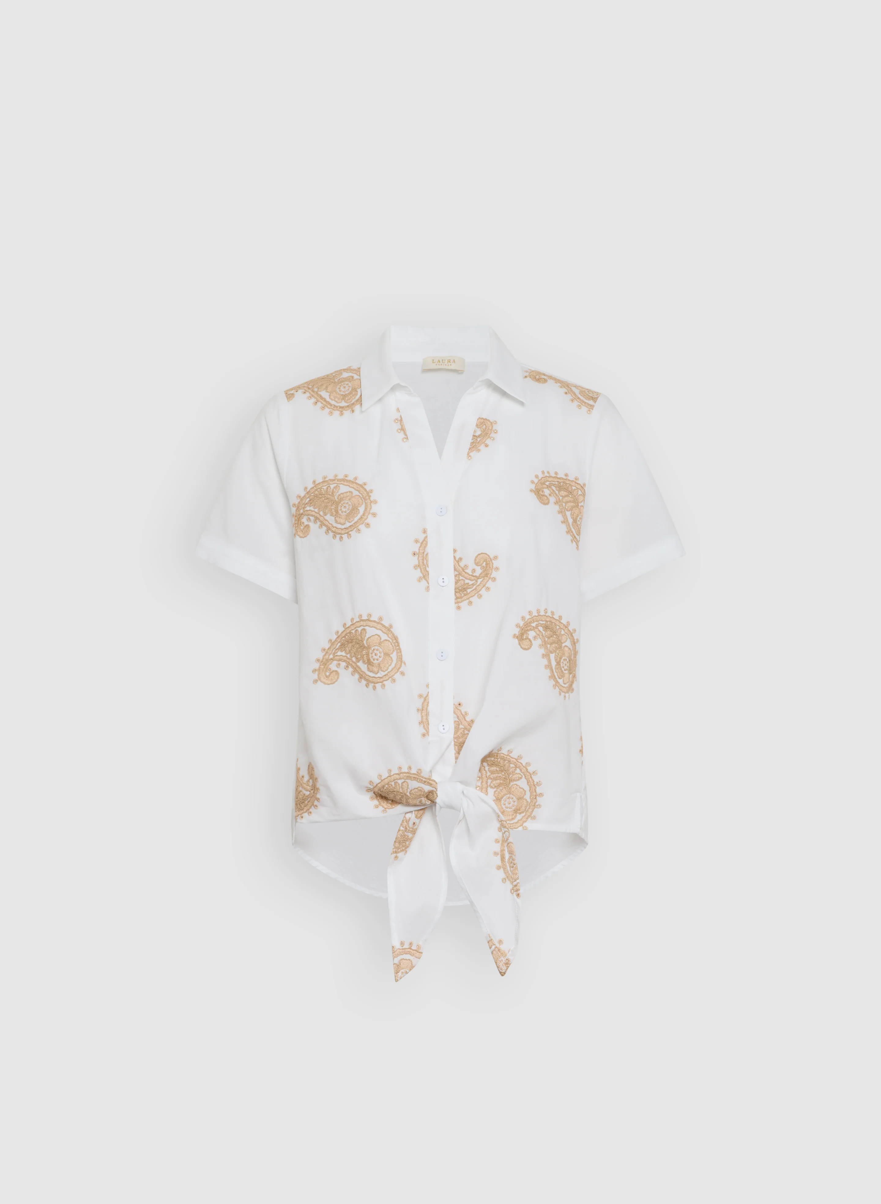 Button Down Paisley Embroidery Blouse - Image 6