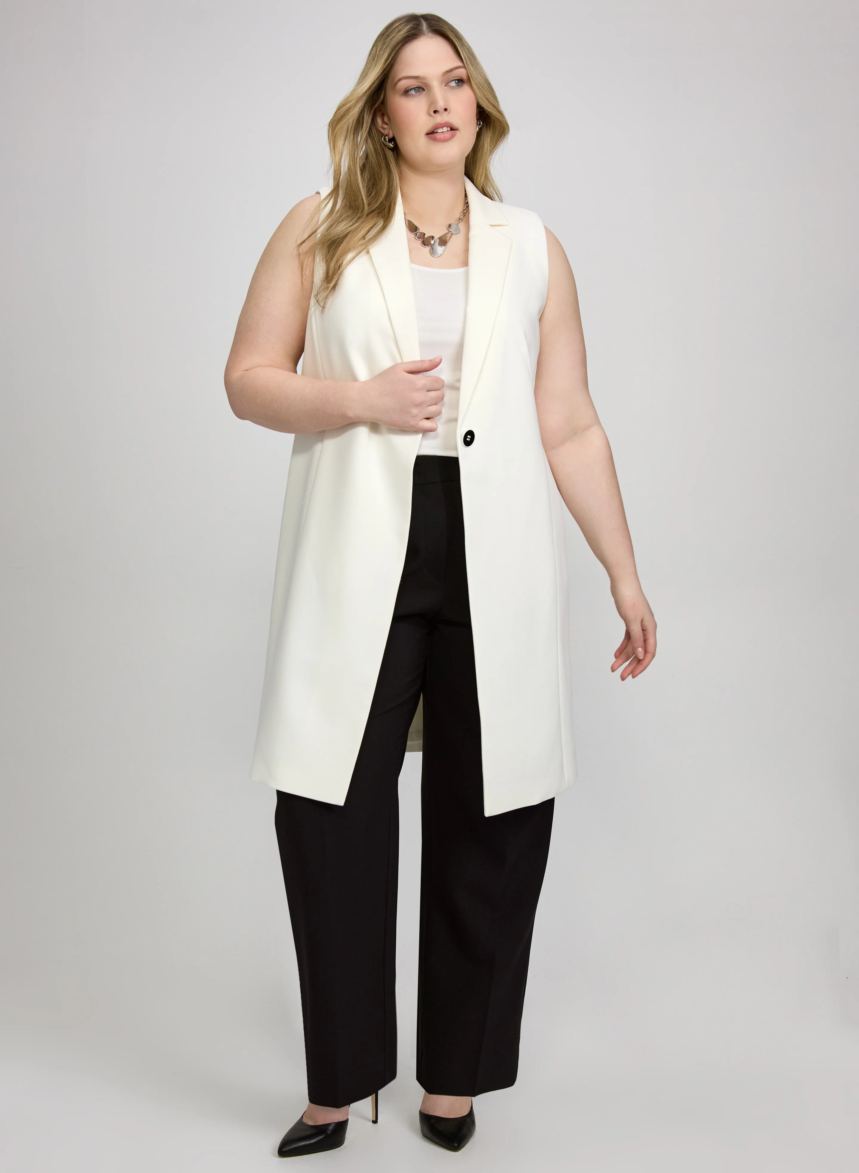 Button-Front Longline Vest - Image 2