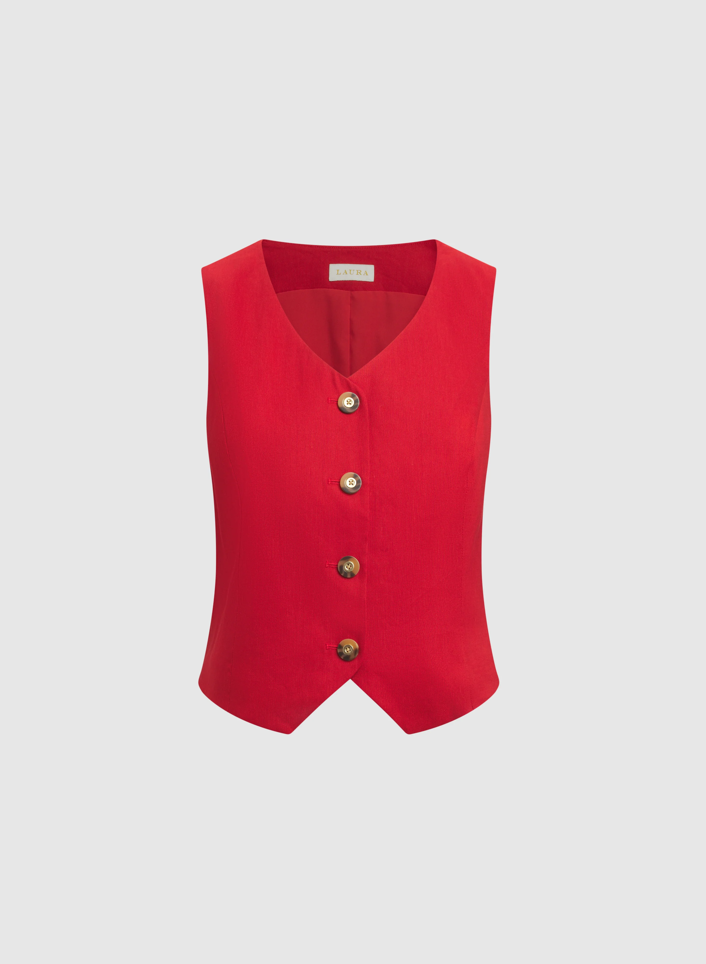 Button Linen-Blend Vest - Image 6