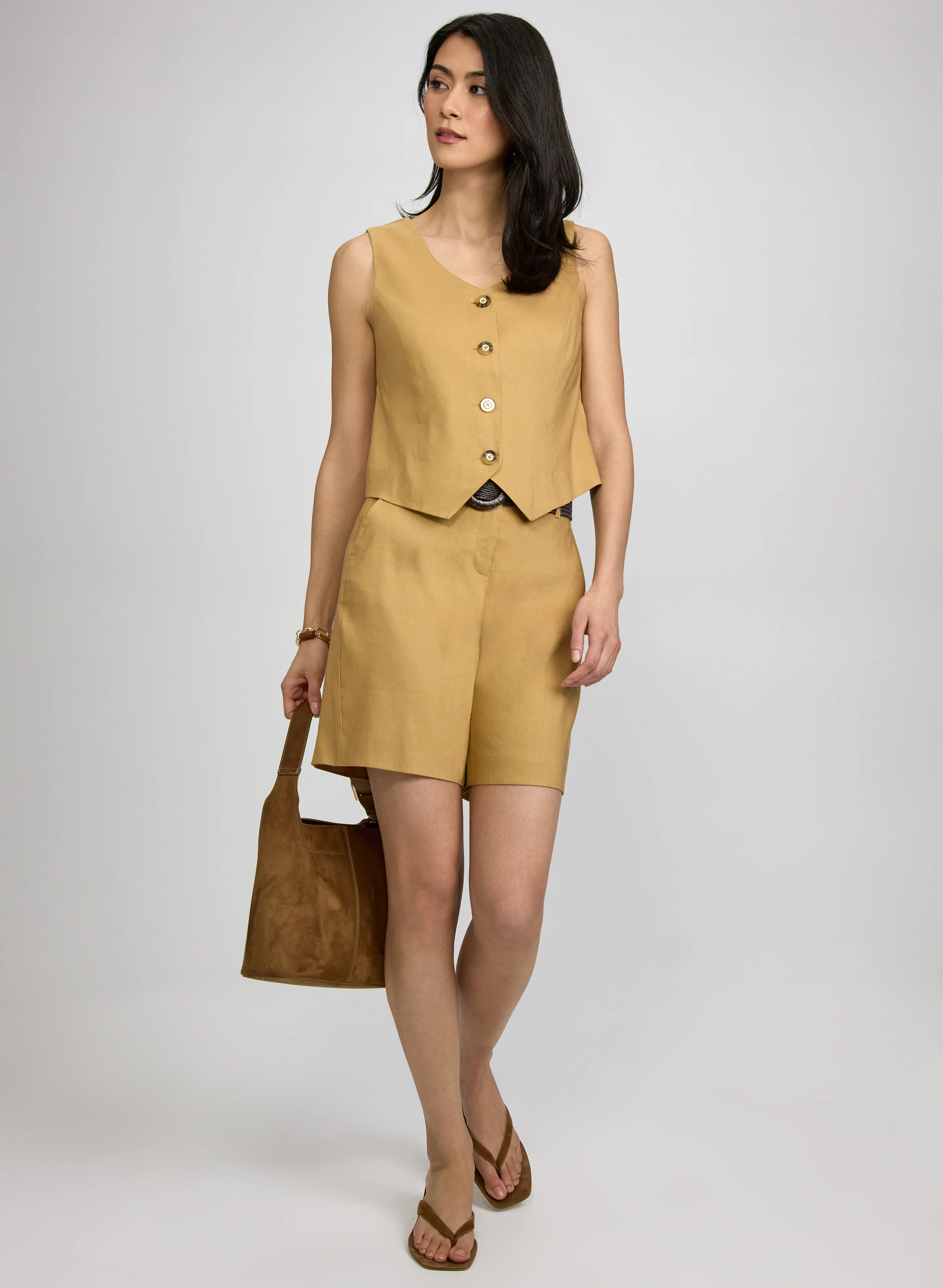 Button Linen-Blend Vest - Image 3