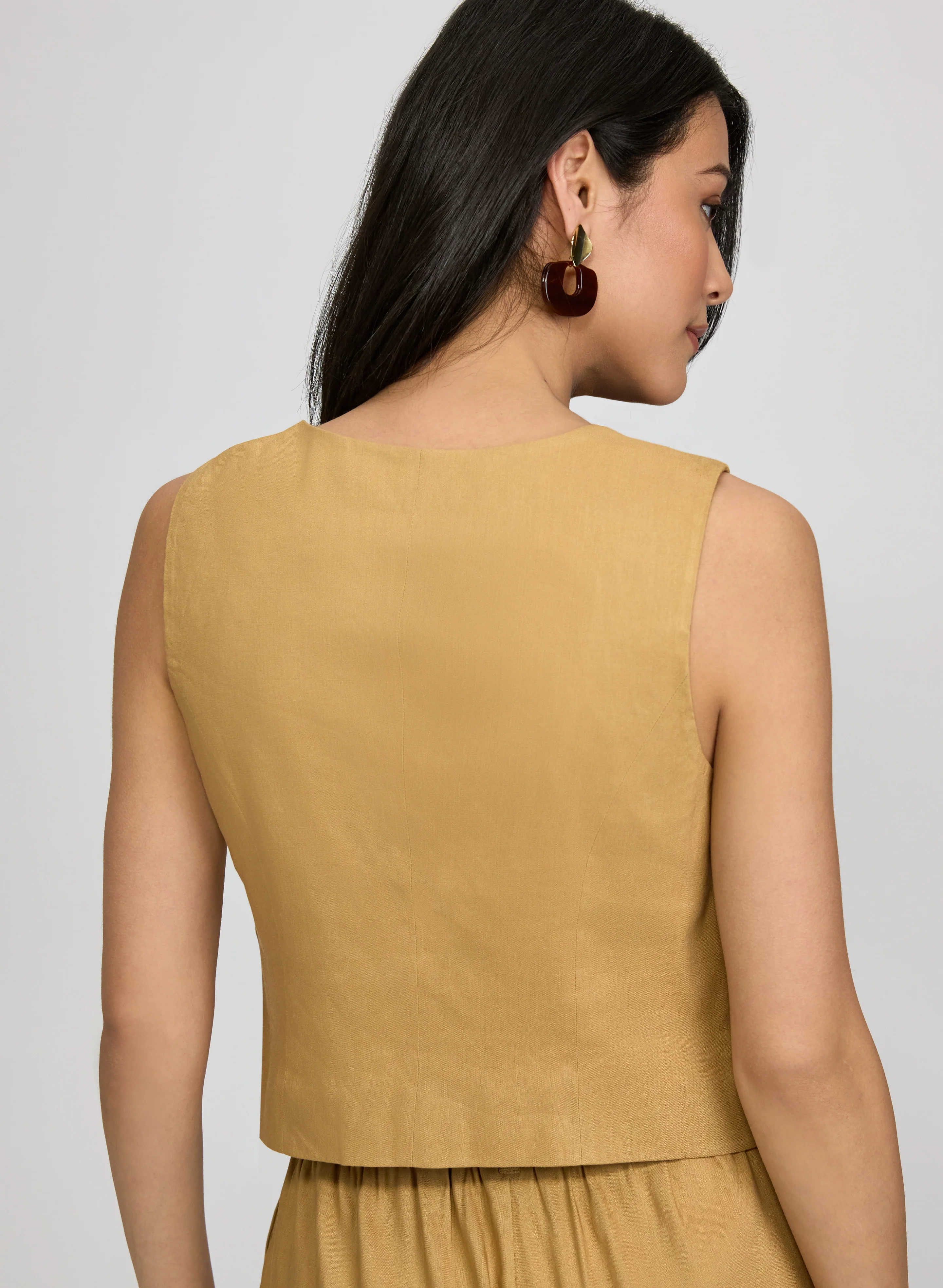 Button Linen-Blend Vest - Image 4