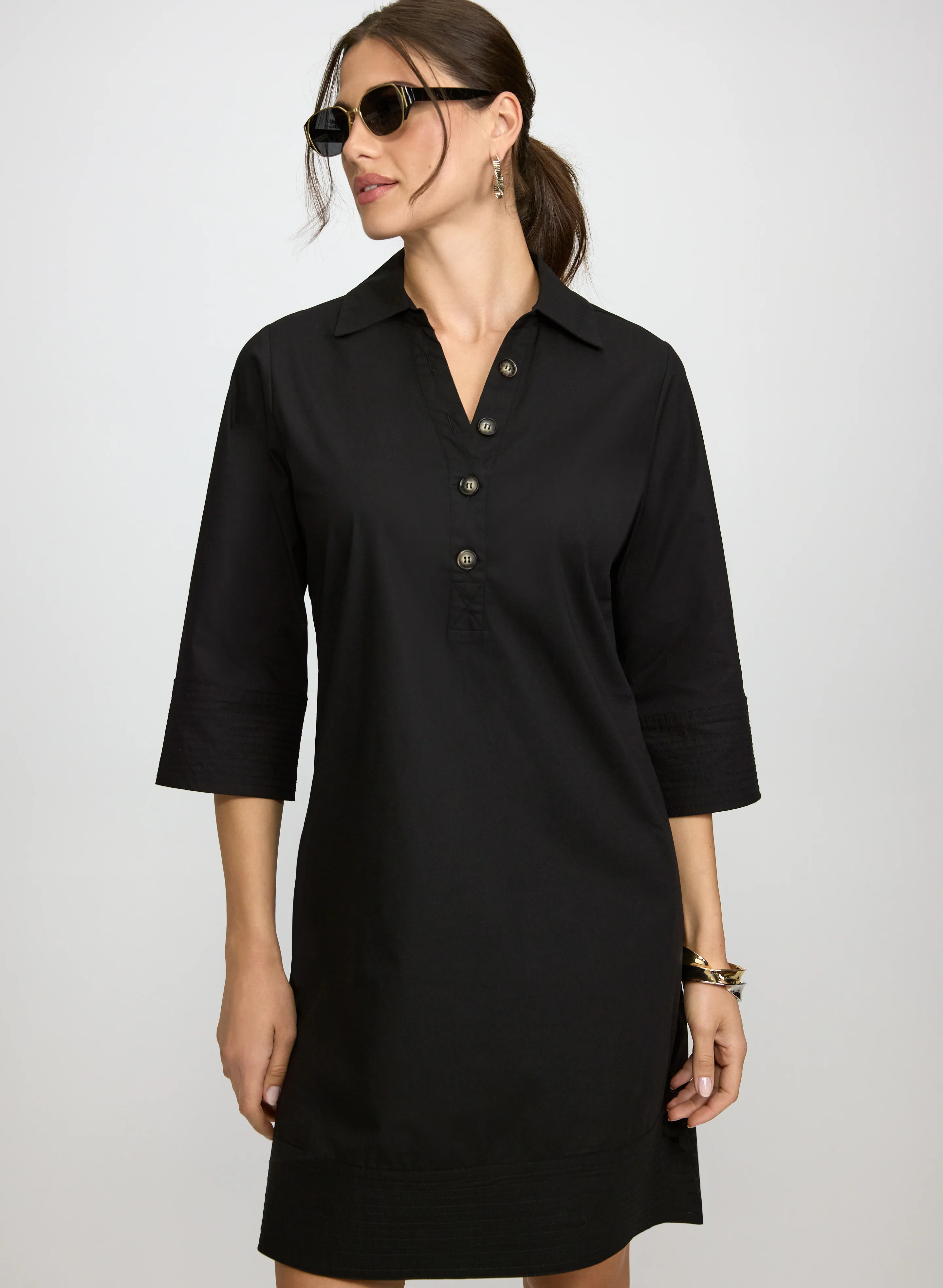 Buttoned Cotton-Blend Dress - Image 7