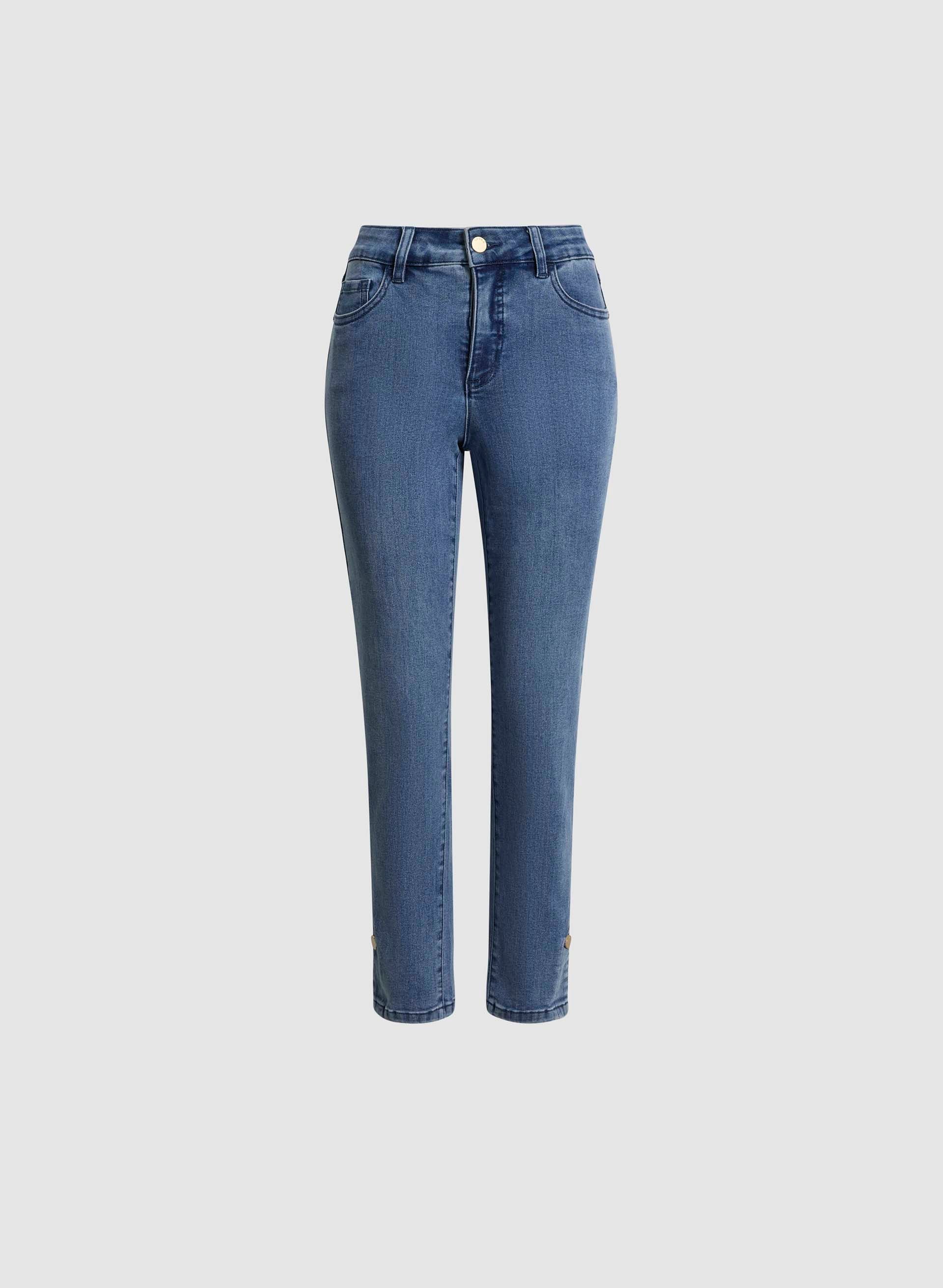 Button Hem Straight Leg Jeans - Image 6