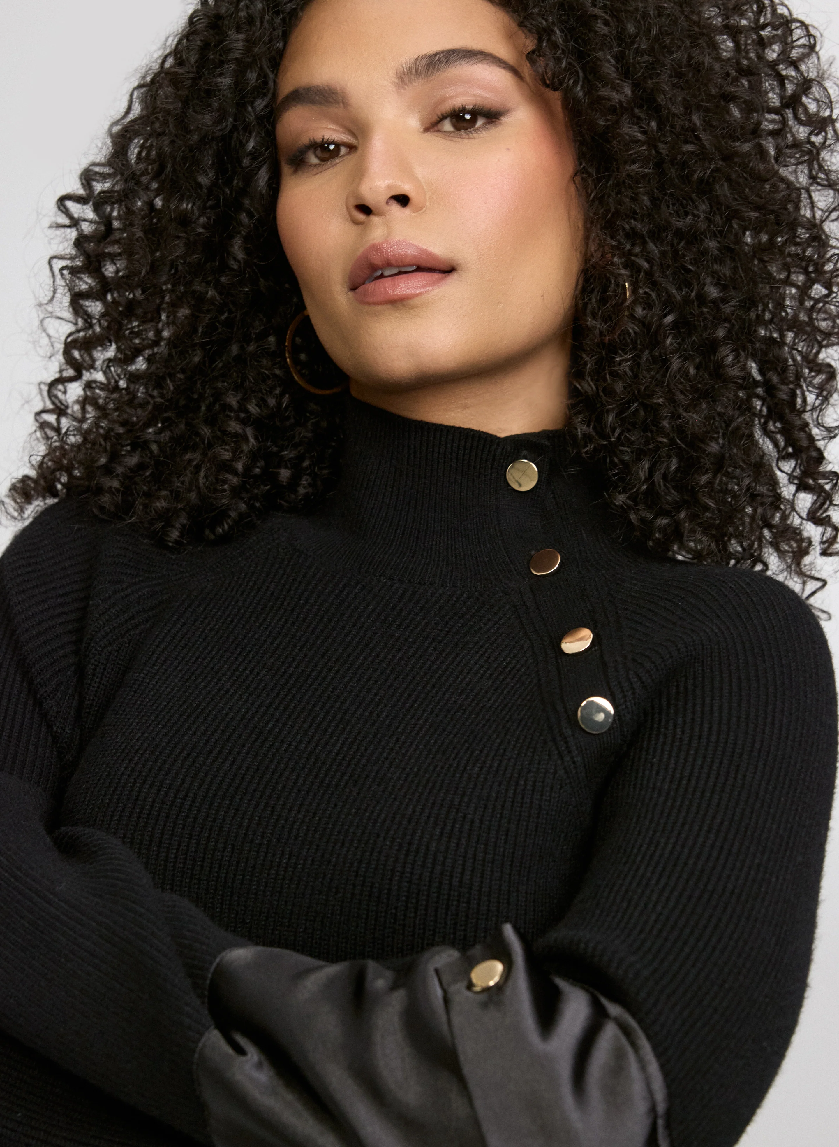 Buttoned Mock Neck Sweater - Image 5