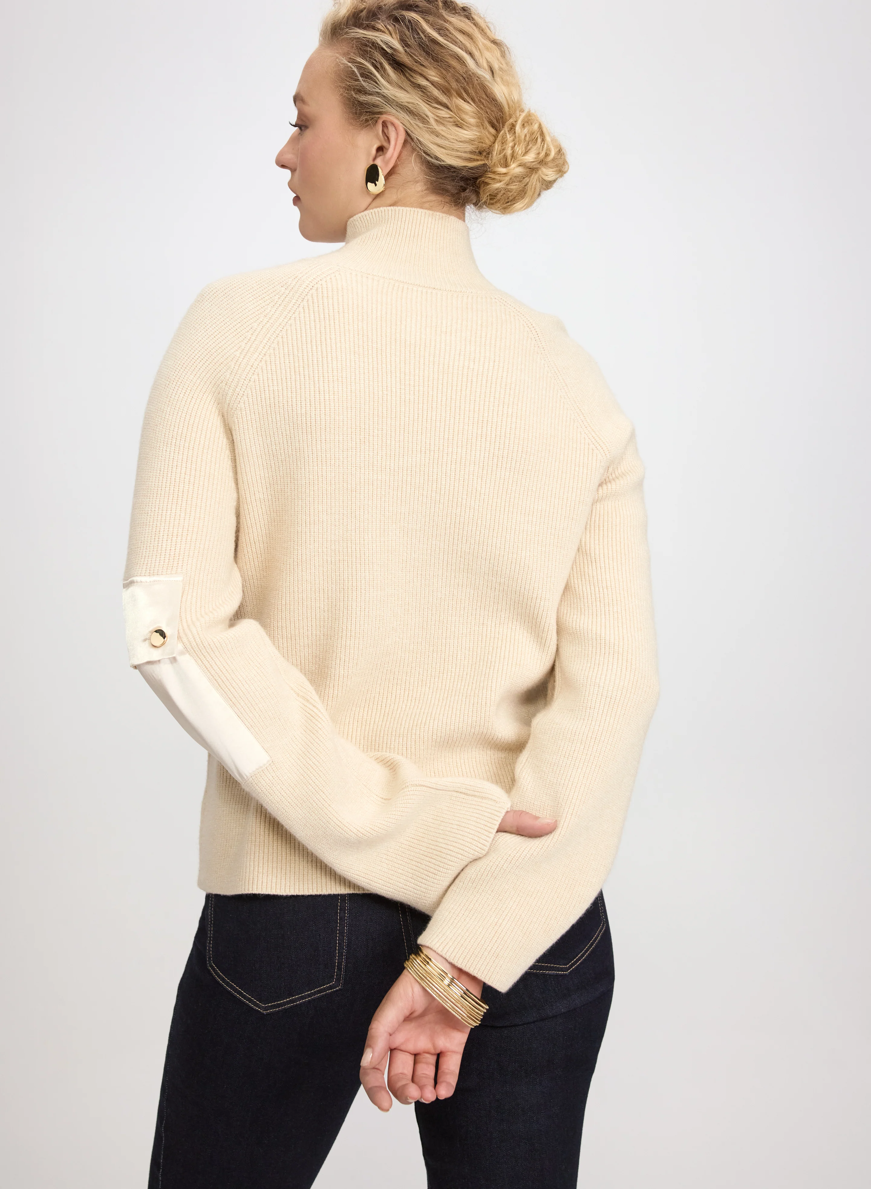 Buttoned Mock Neck Sweater - Image 5
