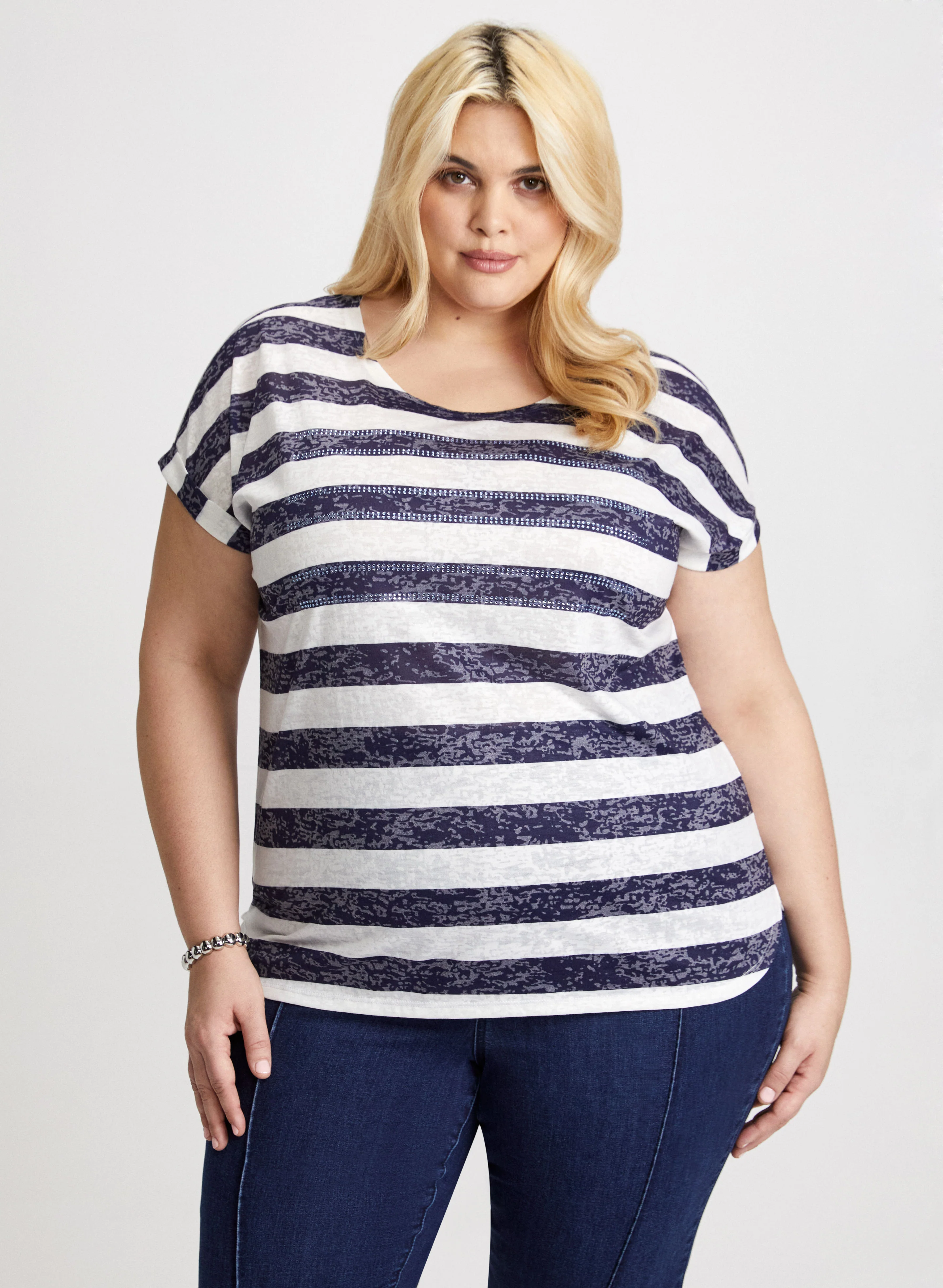 Cap Sleeve Striped T-Shirt - Image 5