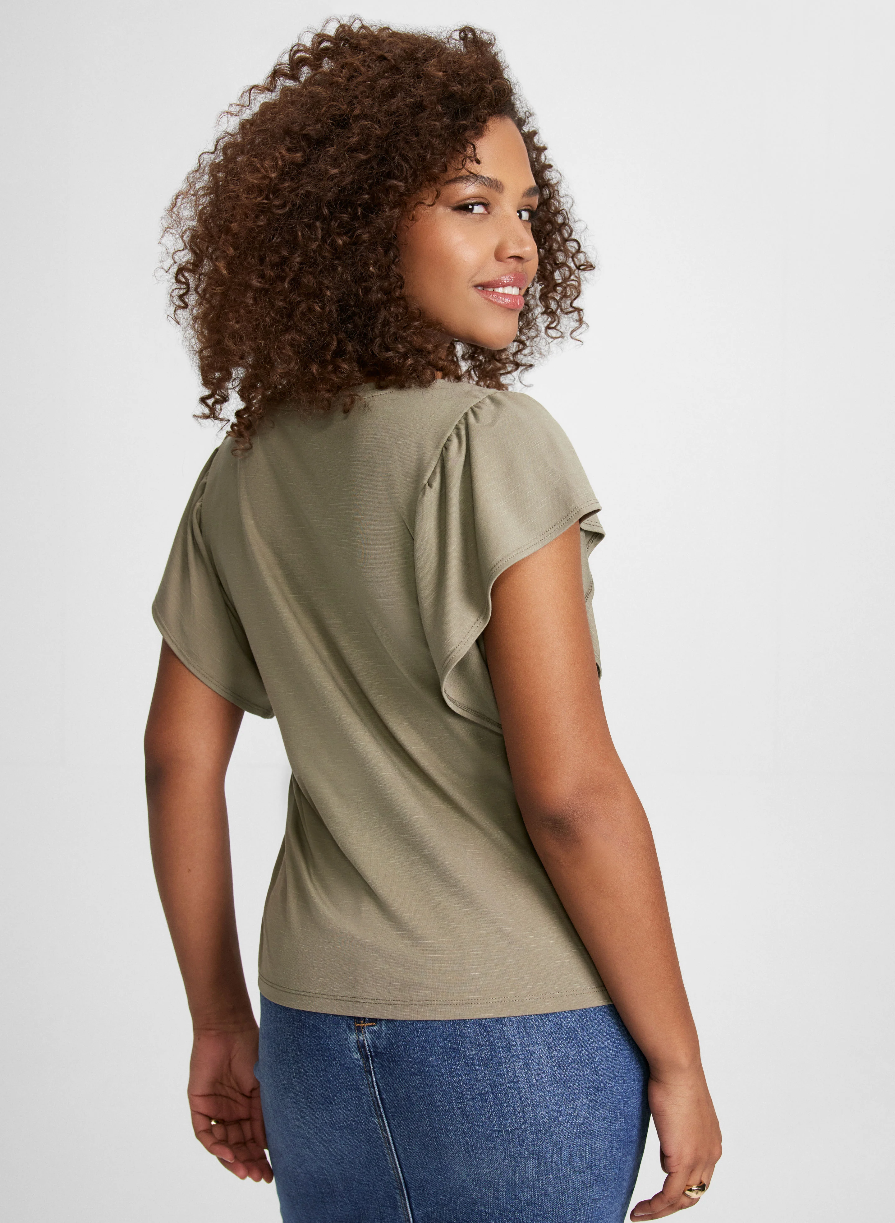 Cap Sleeve V-Neck Tee - Image 4