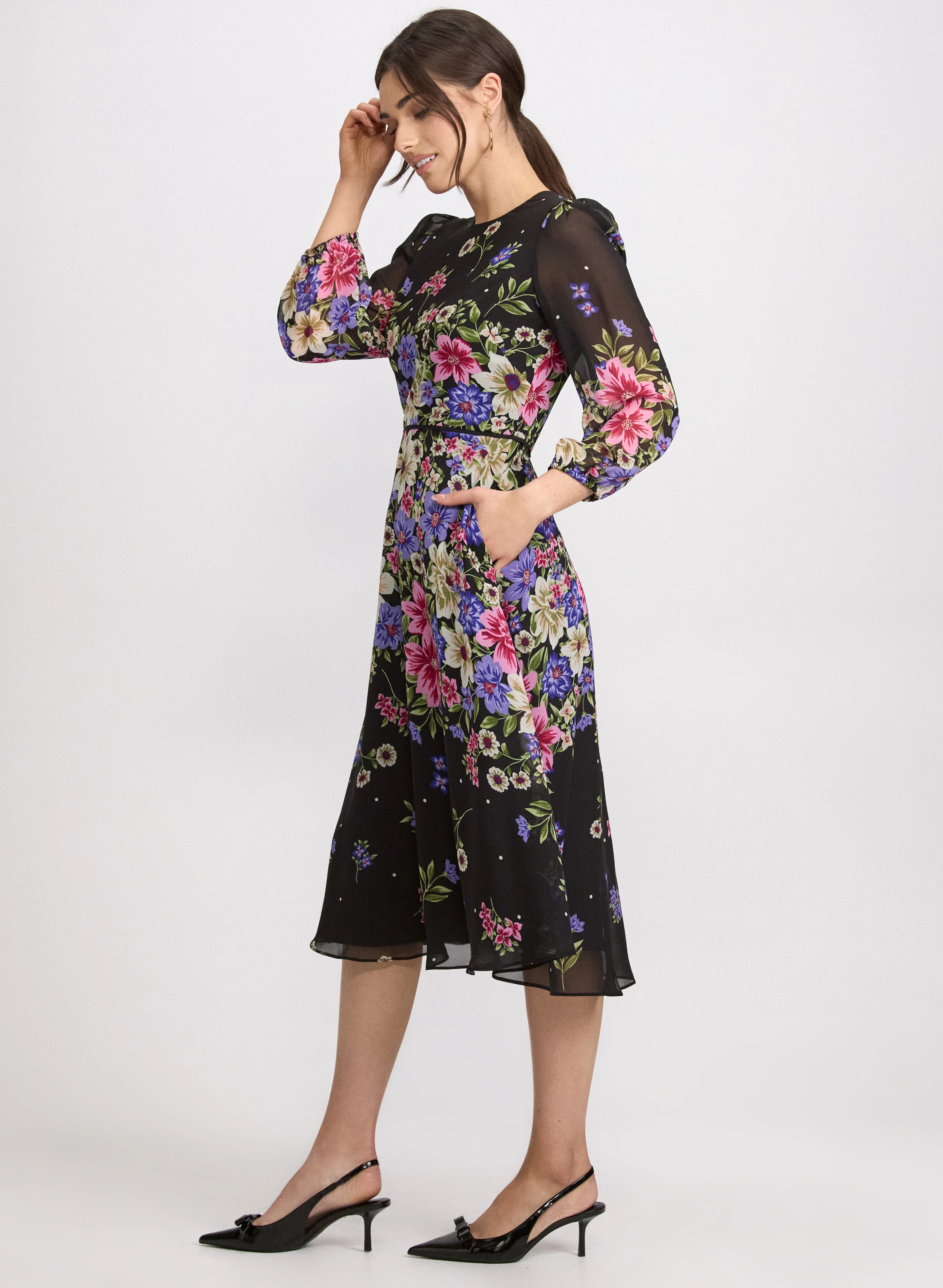 Cascade Floral Print Dress - Image 2