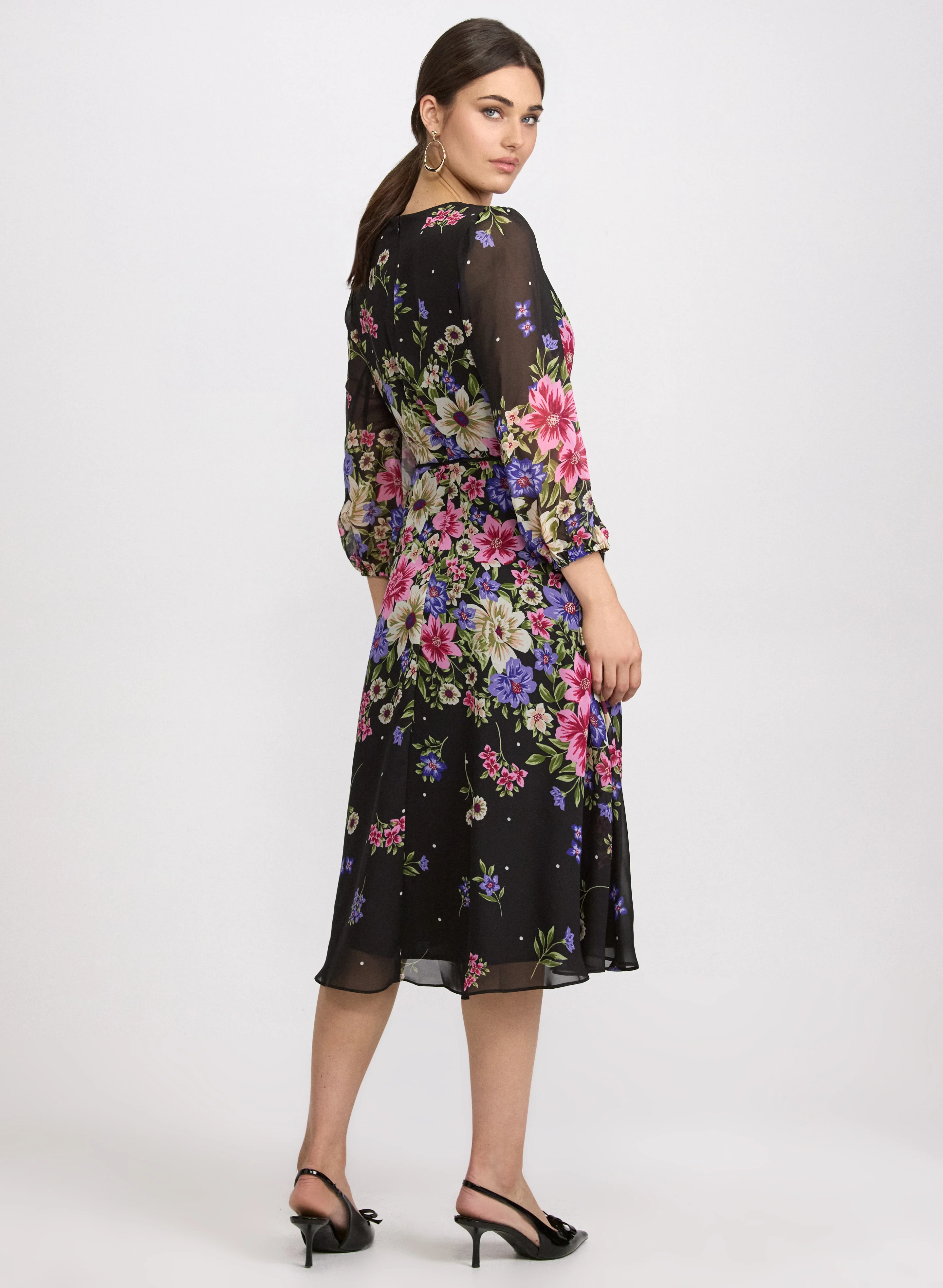 Cascade Floral Print Dress - Image 3