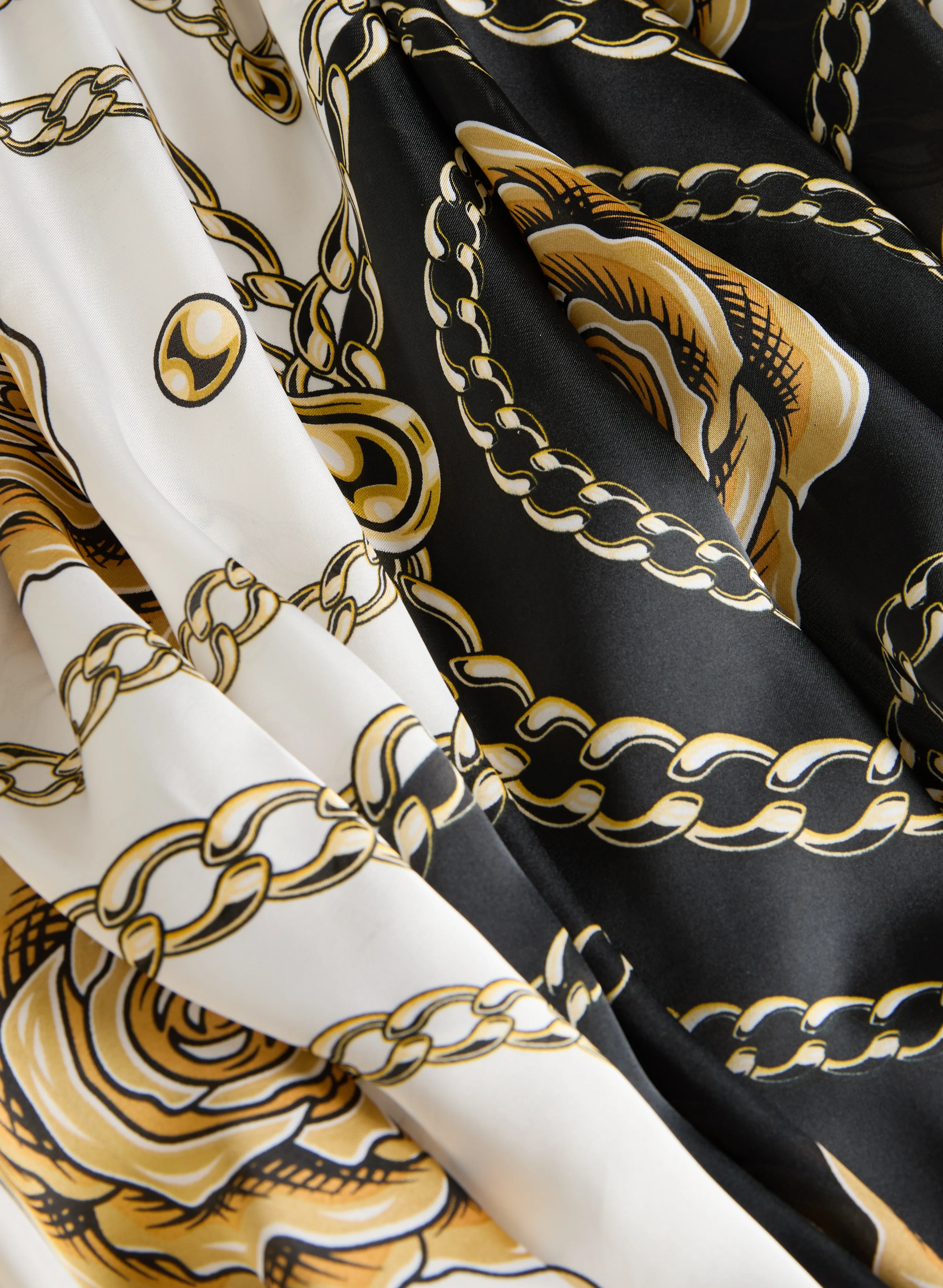 Chain & Floral Print Scarf - Image 2