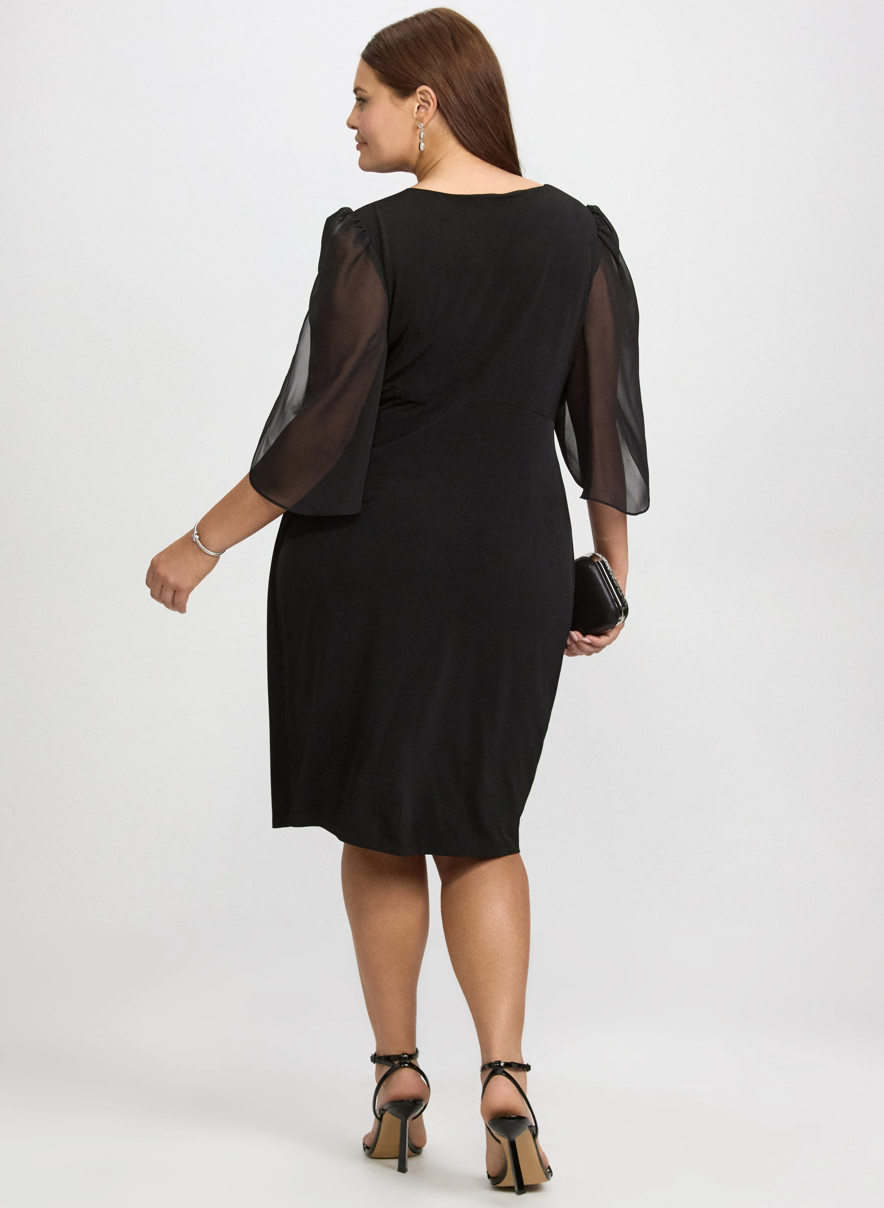 Chiffon Cape Sleeve Dress - Image 5