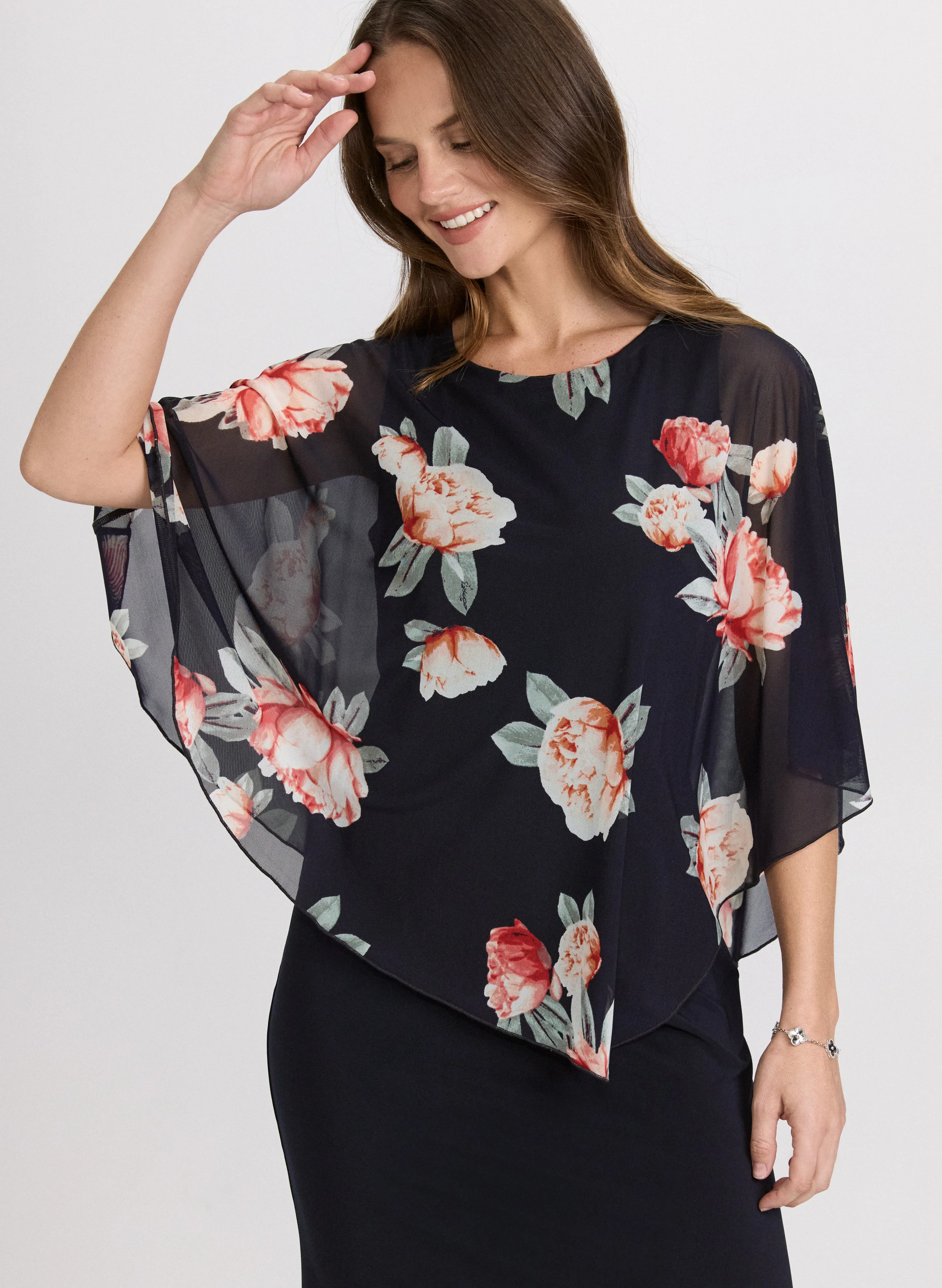 Chiffon Floral Pocho & Jersey Dress - Image 4