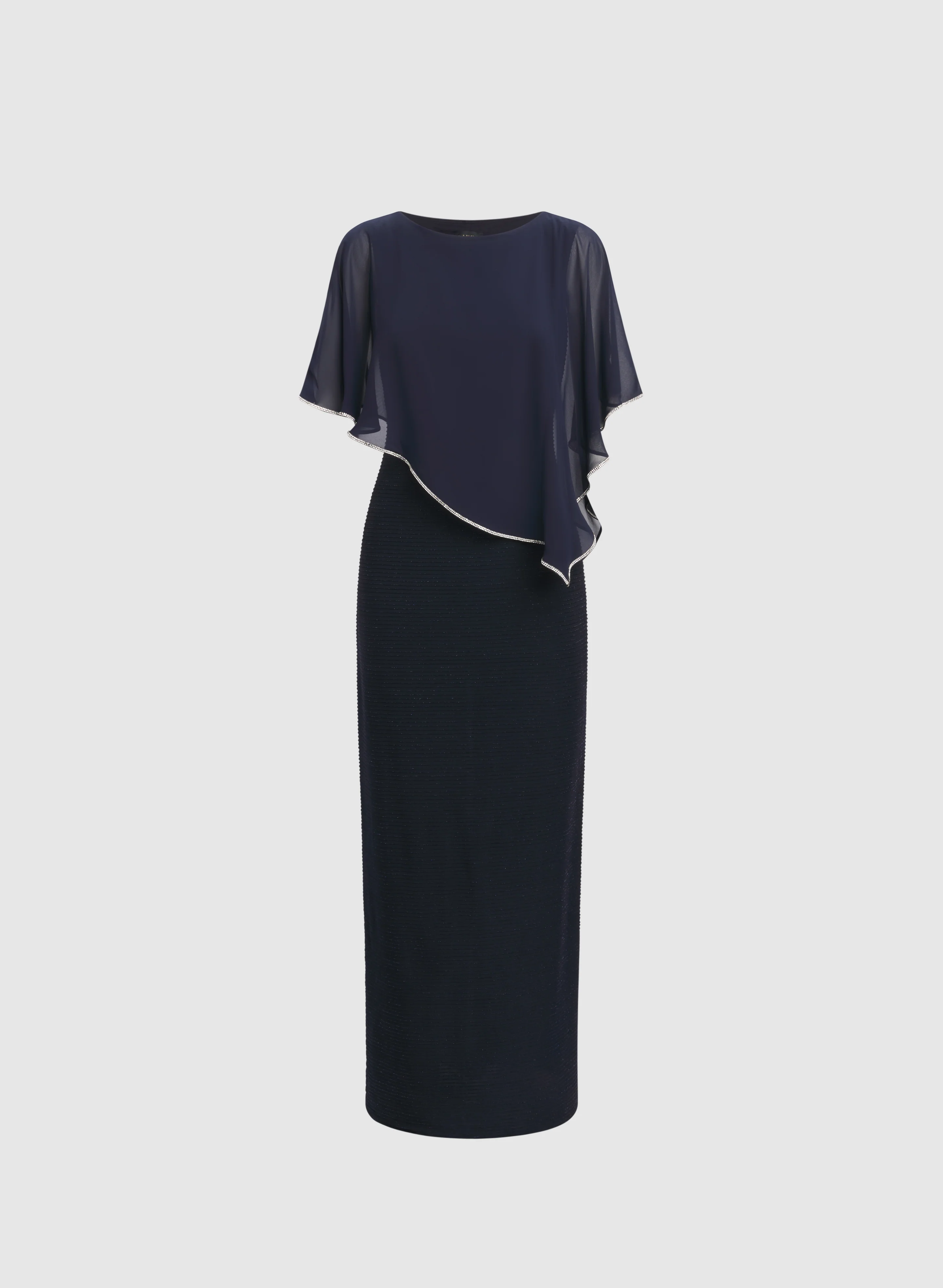 Chiffon Poncho & Metallic Knit Dress - Image 6