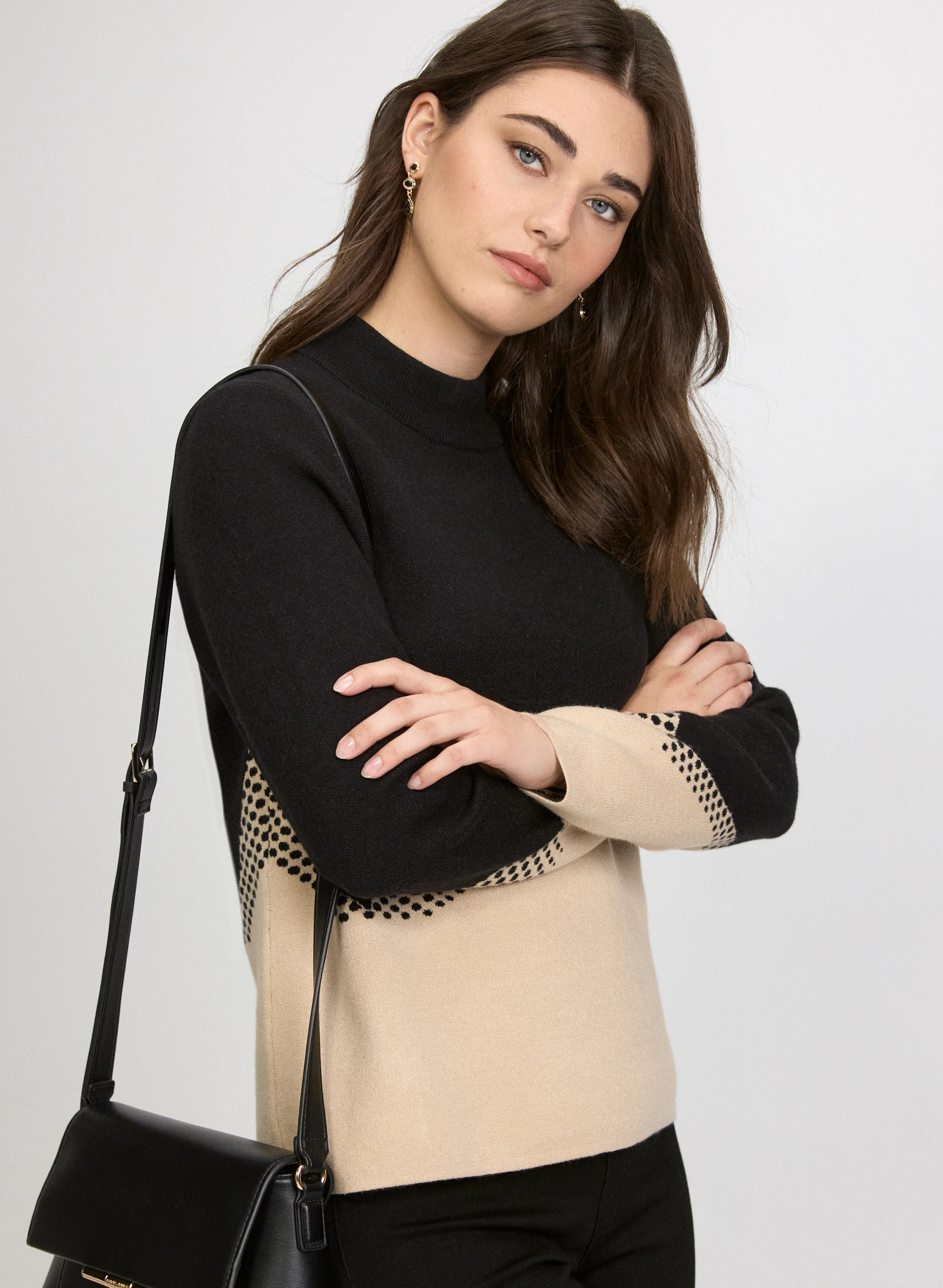 Colour Block Mock Neck Sweater - Image 2