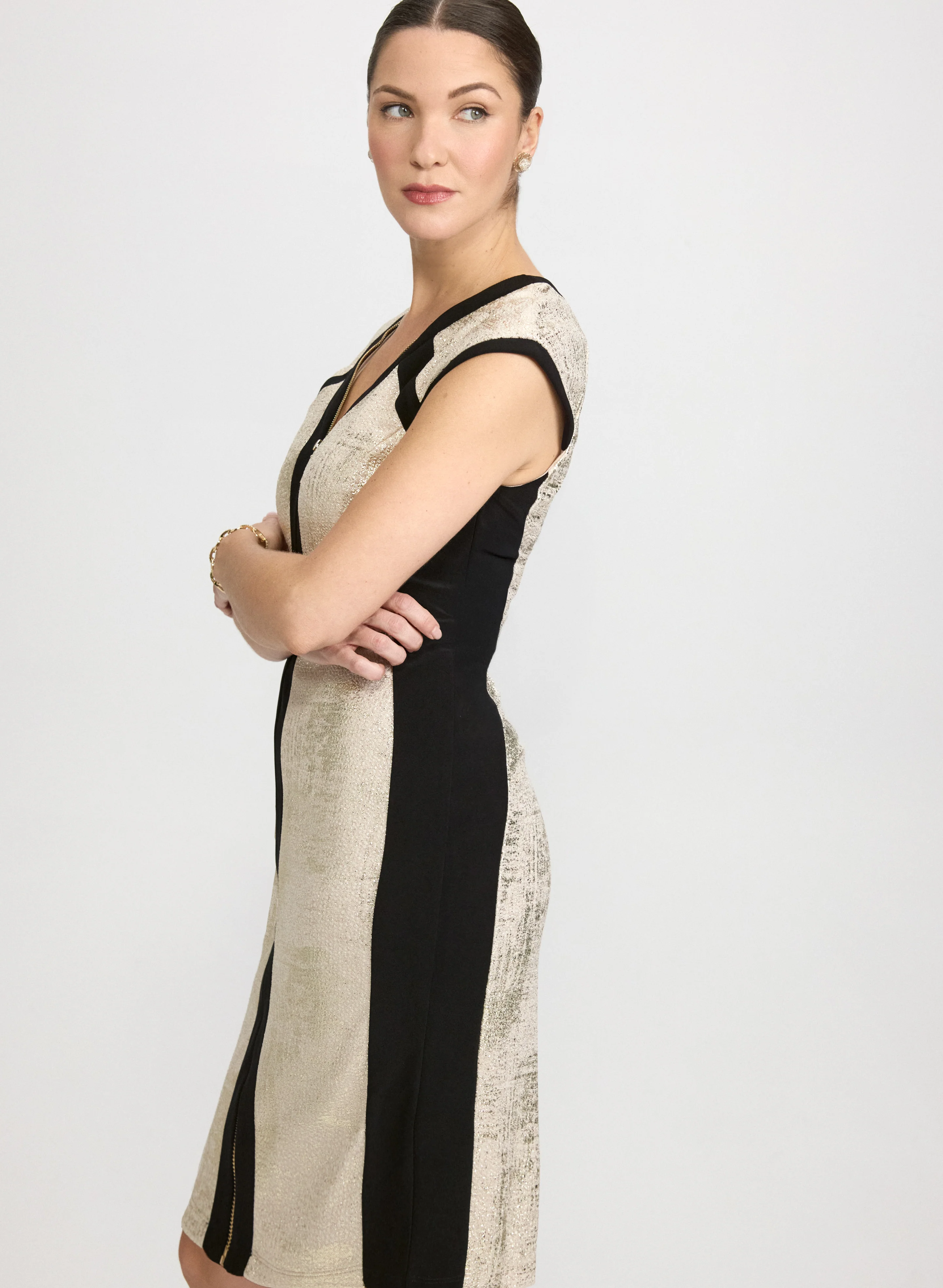 Colour Block Zip-Front Dress - Image 2