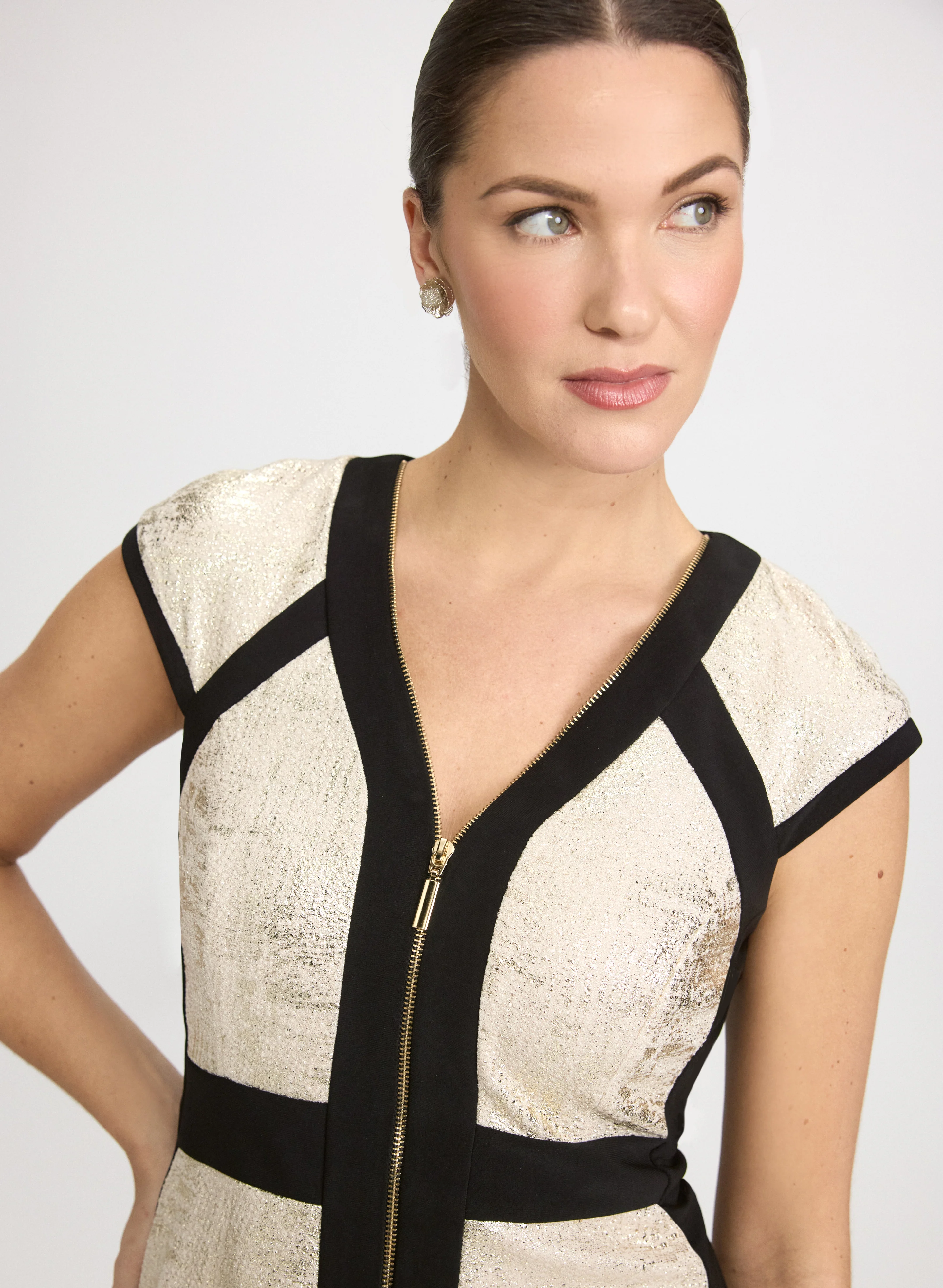 Colour Block Zip-Front Dress - Image 3