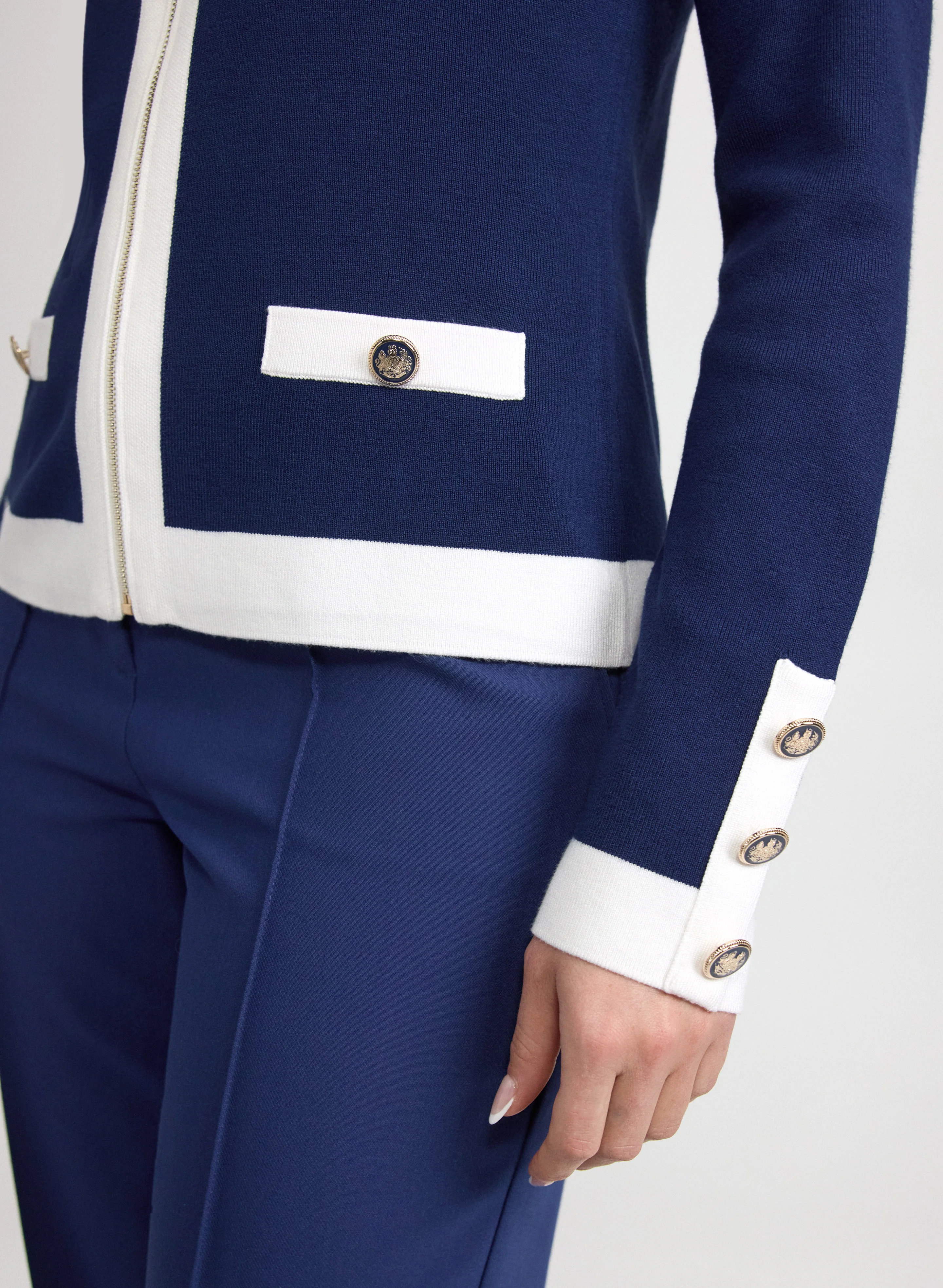 Colour Block Zip-Up Cardigan - Image 5
