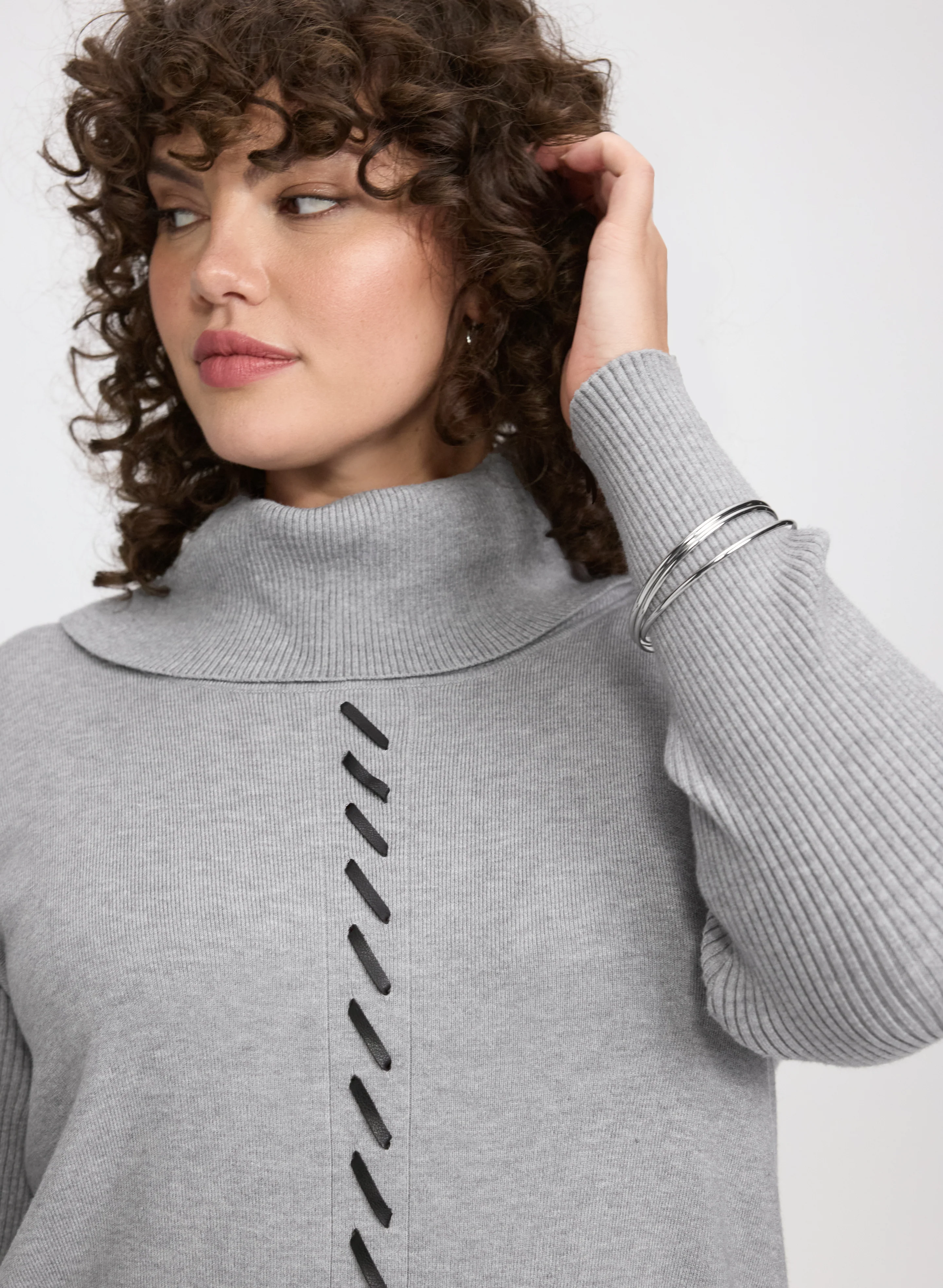 Contrast Cowl Neck Sweater - Image 2