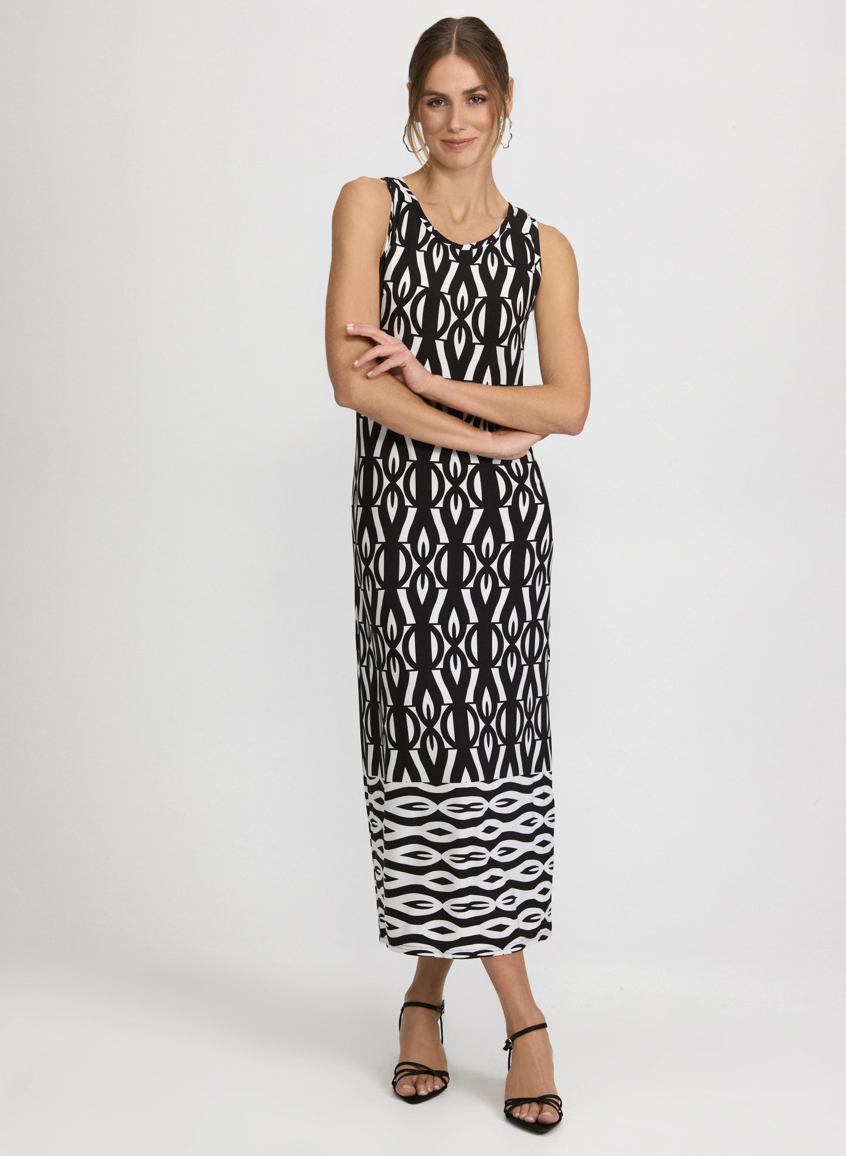 Contrast Geometric Print Dress