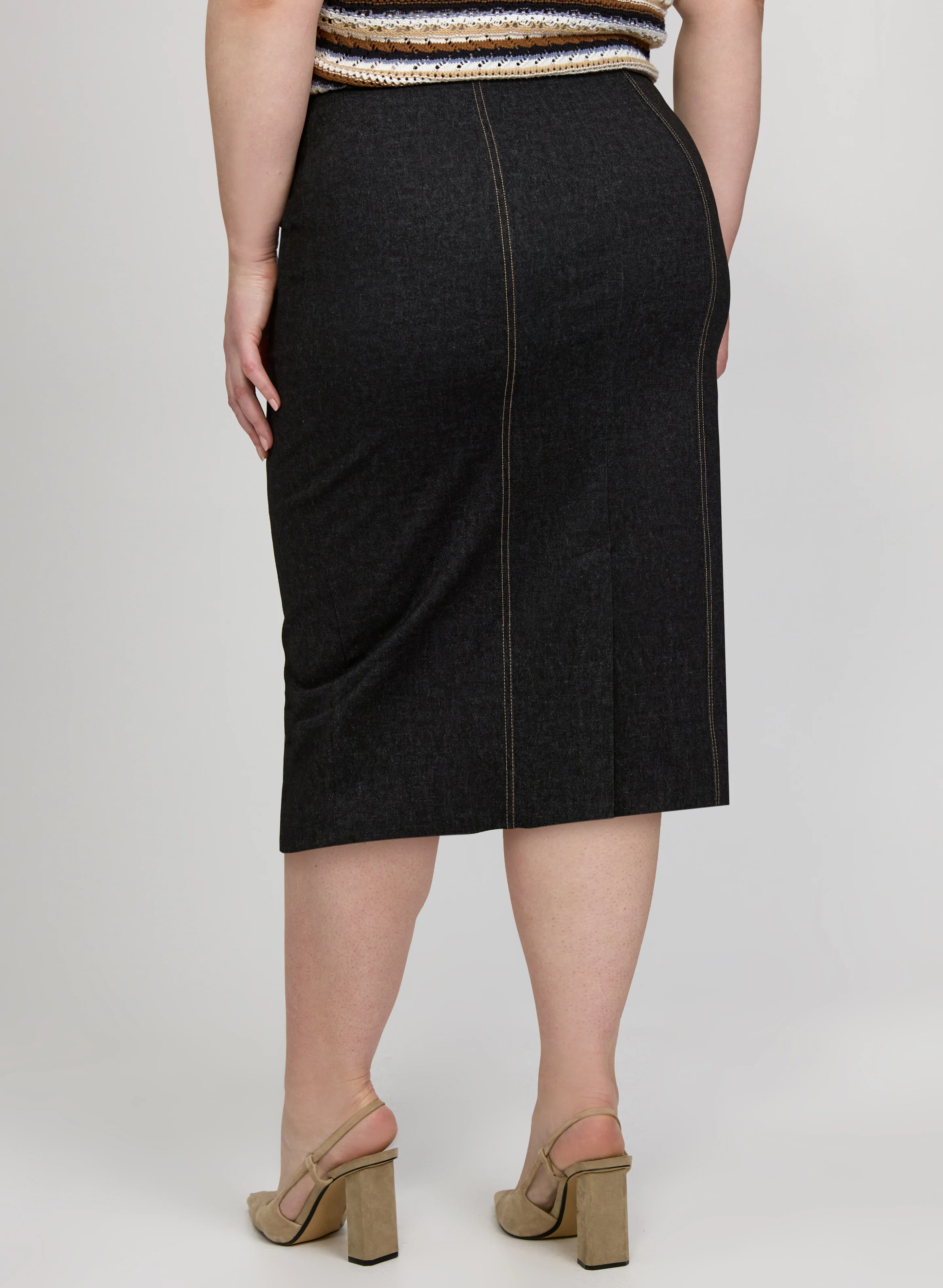 Contrast Seam Pencil Skirt - Image 2