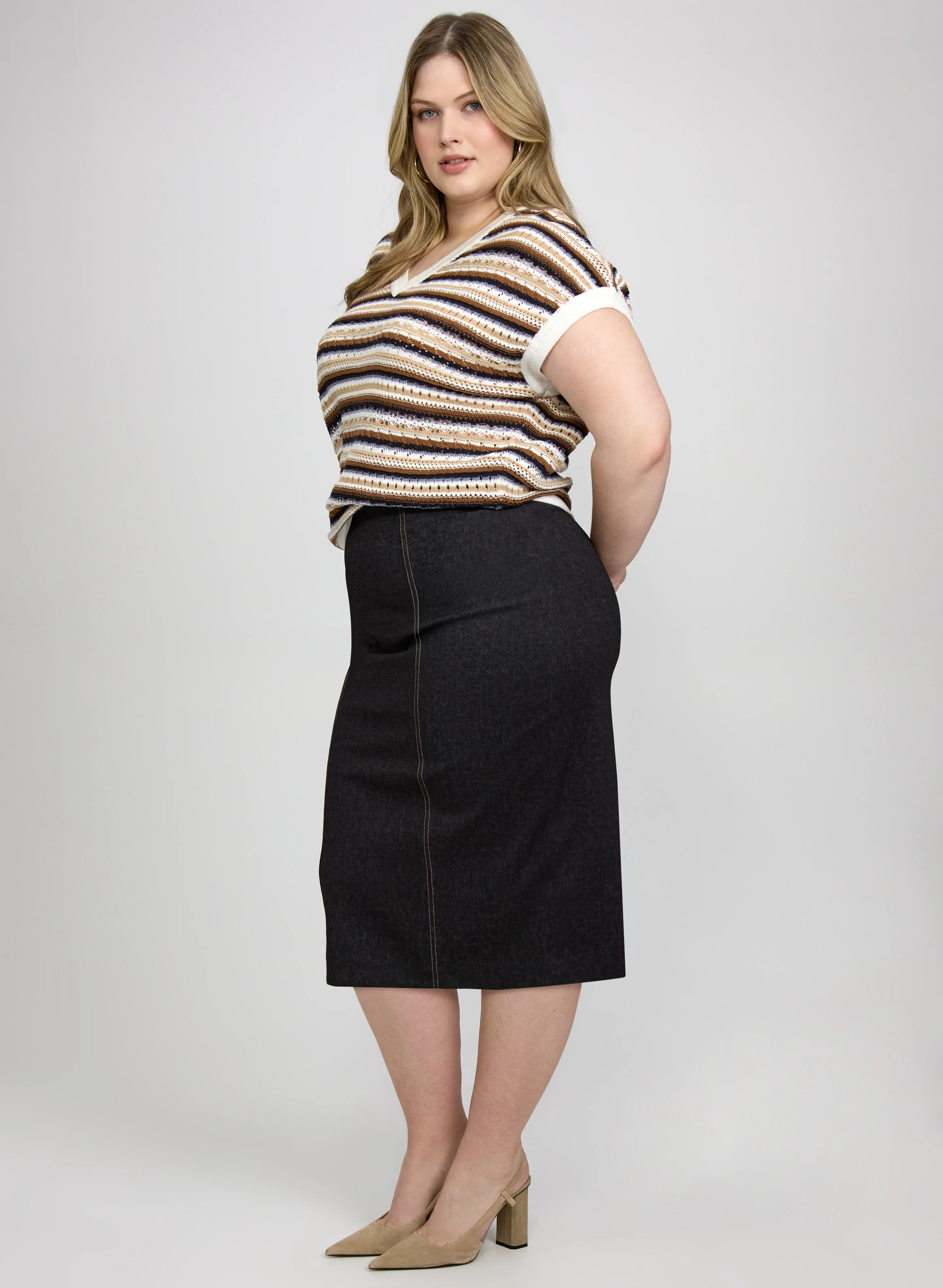 Contrast Seam Pencil Skirt - Image 5