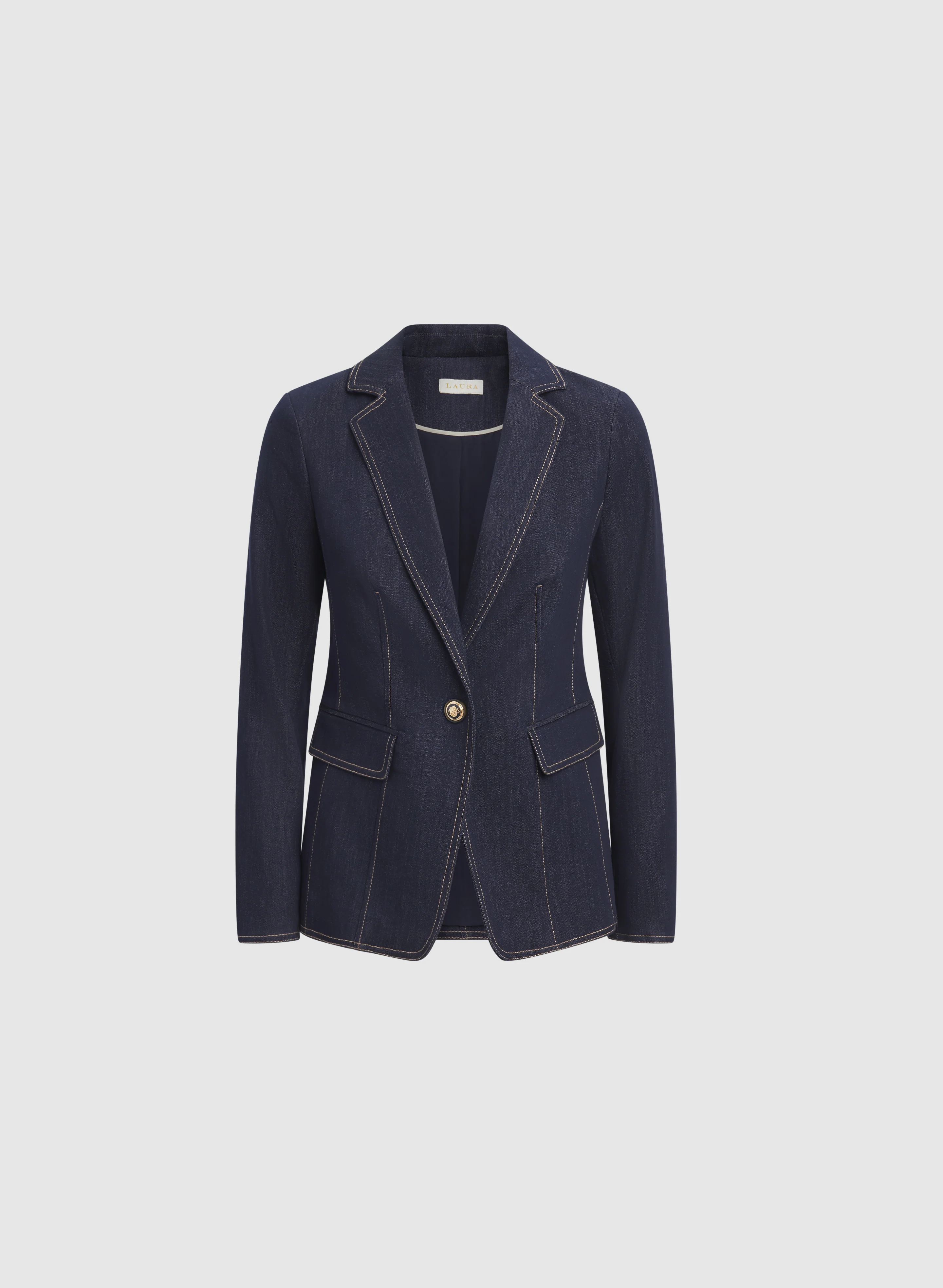 Contrast Stitch Denim Blazer - Image 6