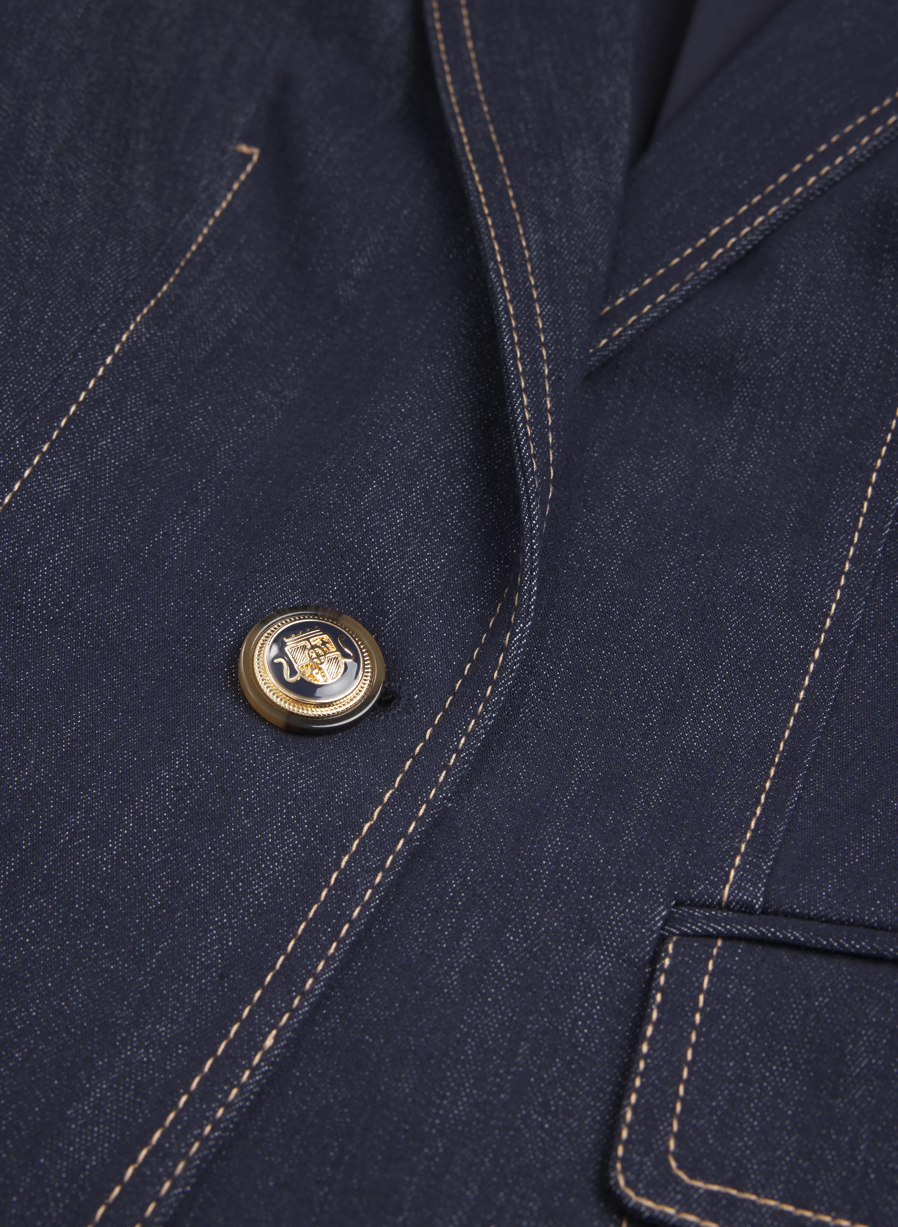 Contrast Stitch Denim Blazer - Image 7