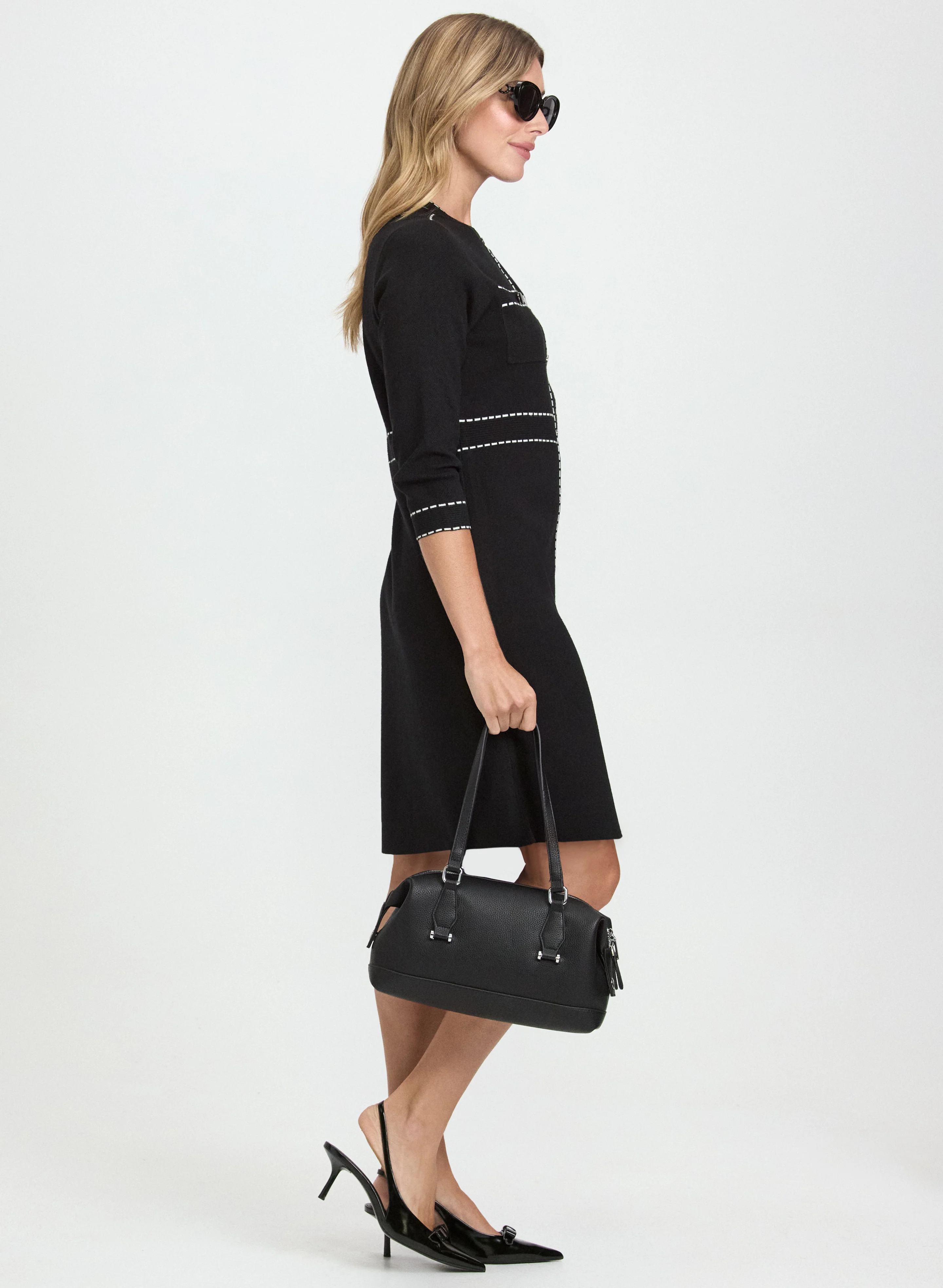 Contrast Stitch Sweater Dress - Image 2