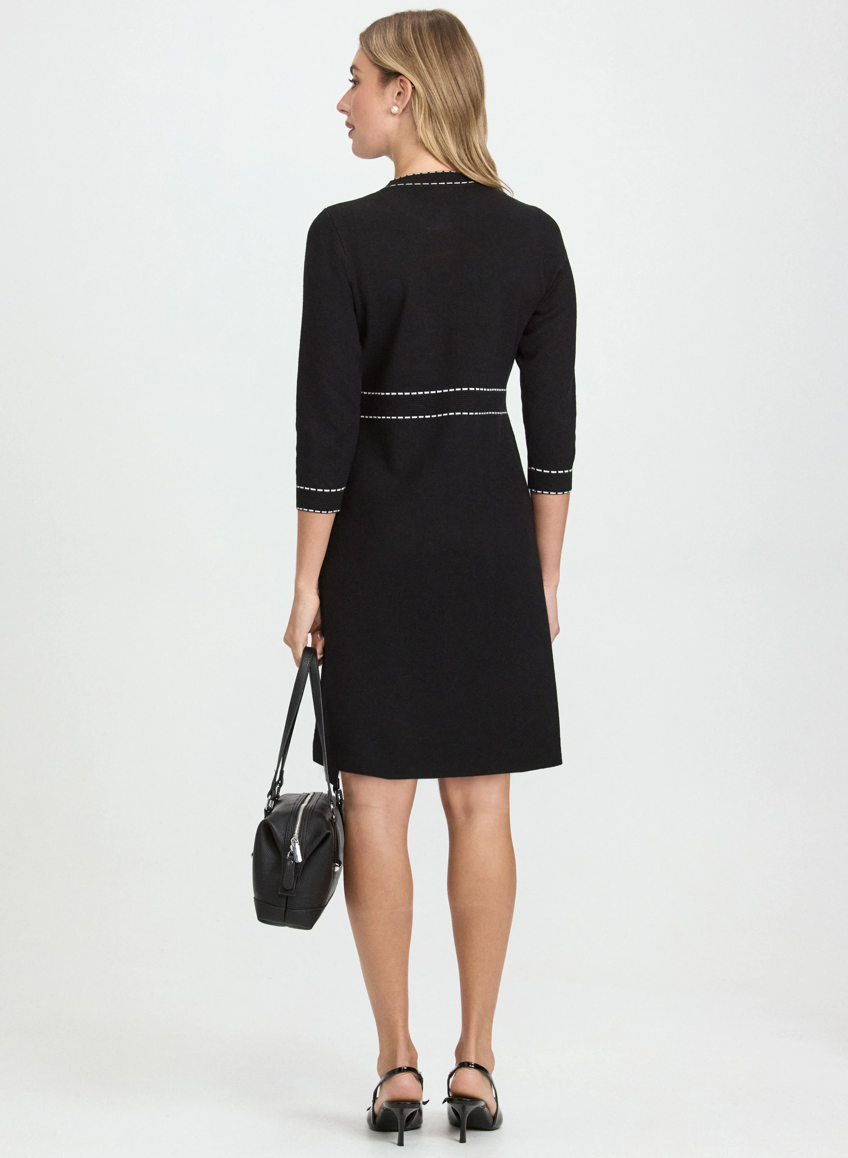 Contrast Stitch Sweater Dress - Image 3