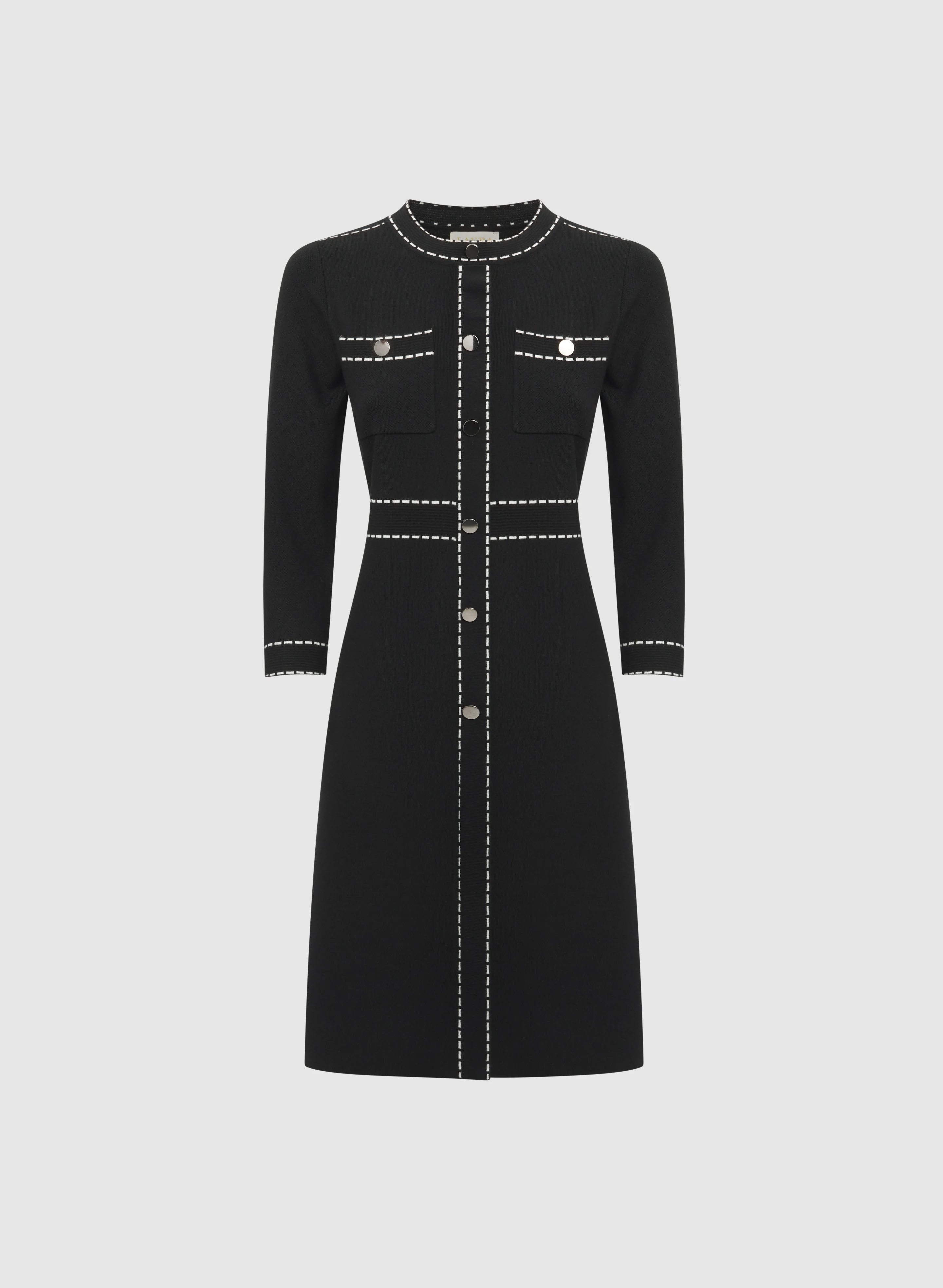 Contrast Stitch Sweater Dress - Image 6