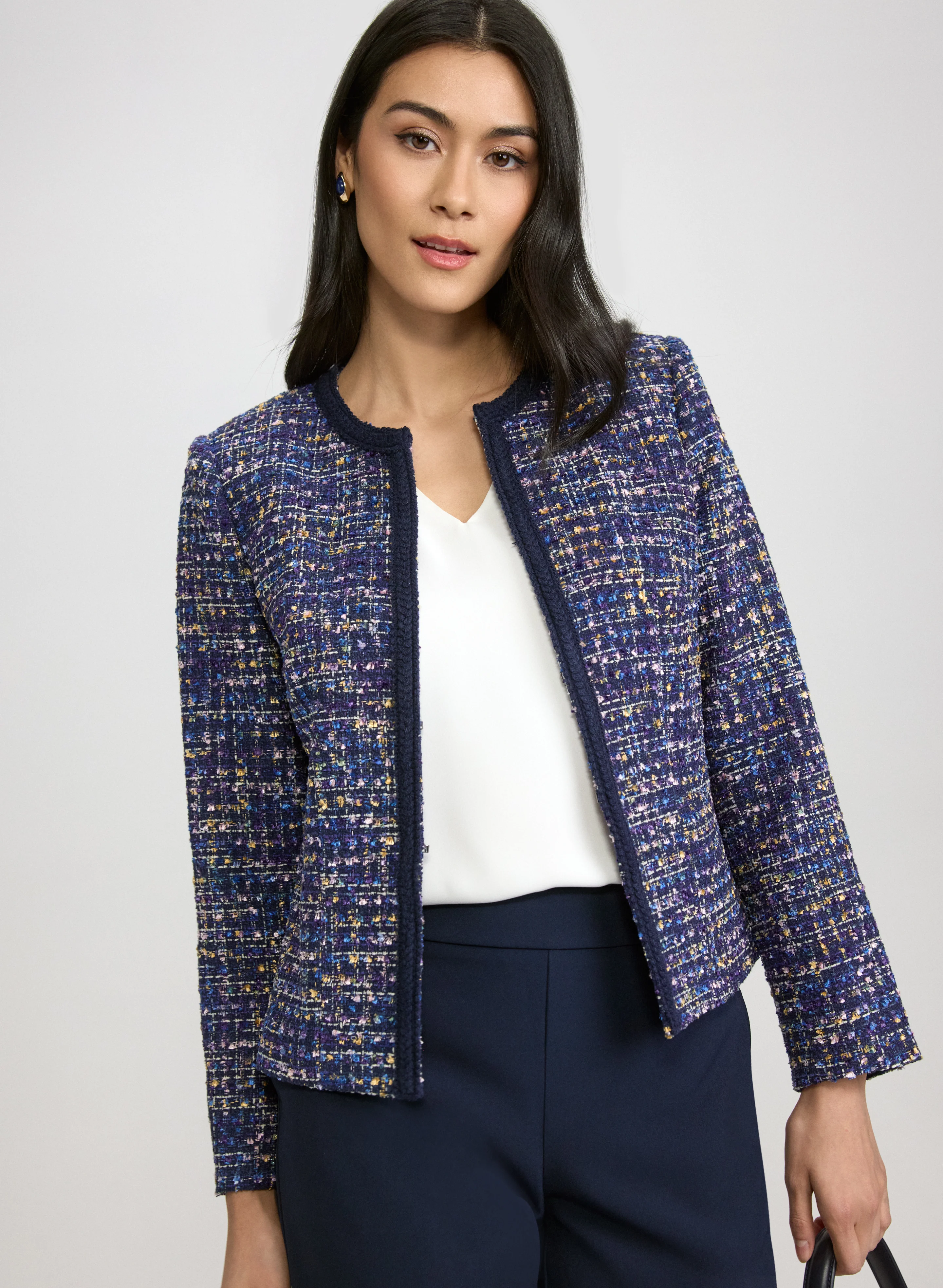 Contrast Trim Tweed Jacket