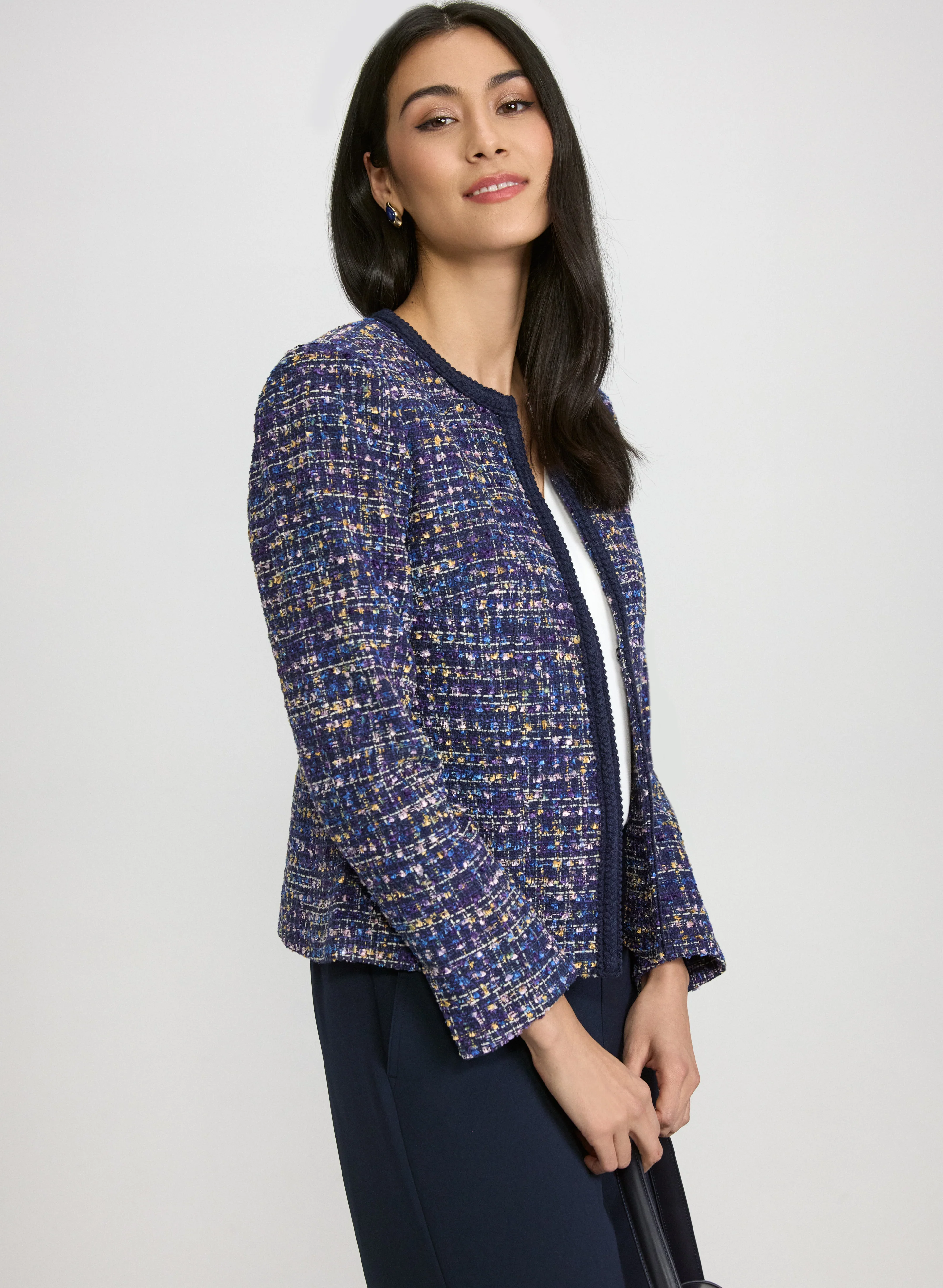 Contrast Trim Tweed Jacket - Image 5