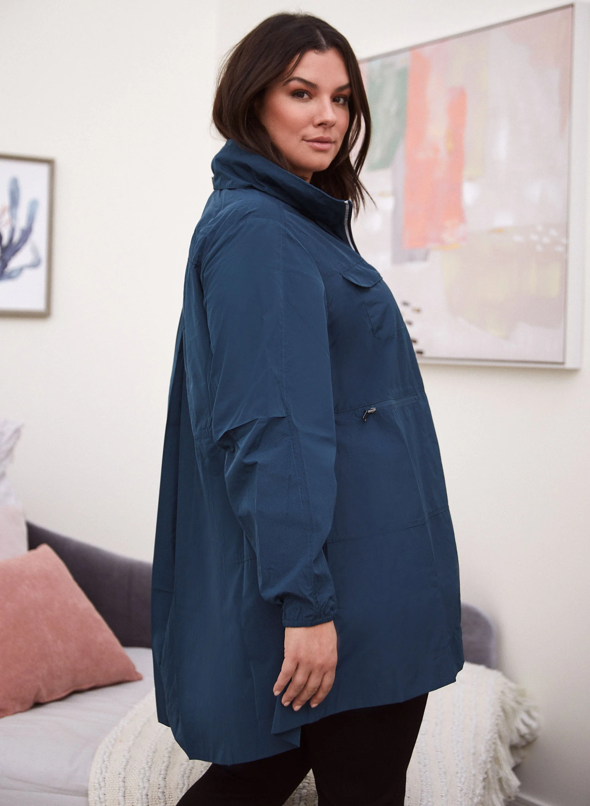 Contrast Zip Raincoat - Image 2
