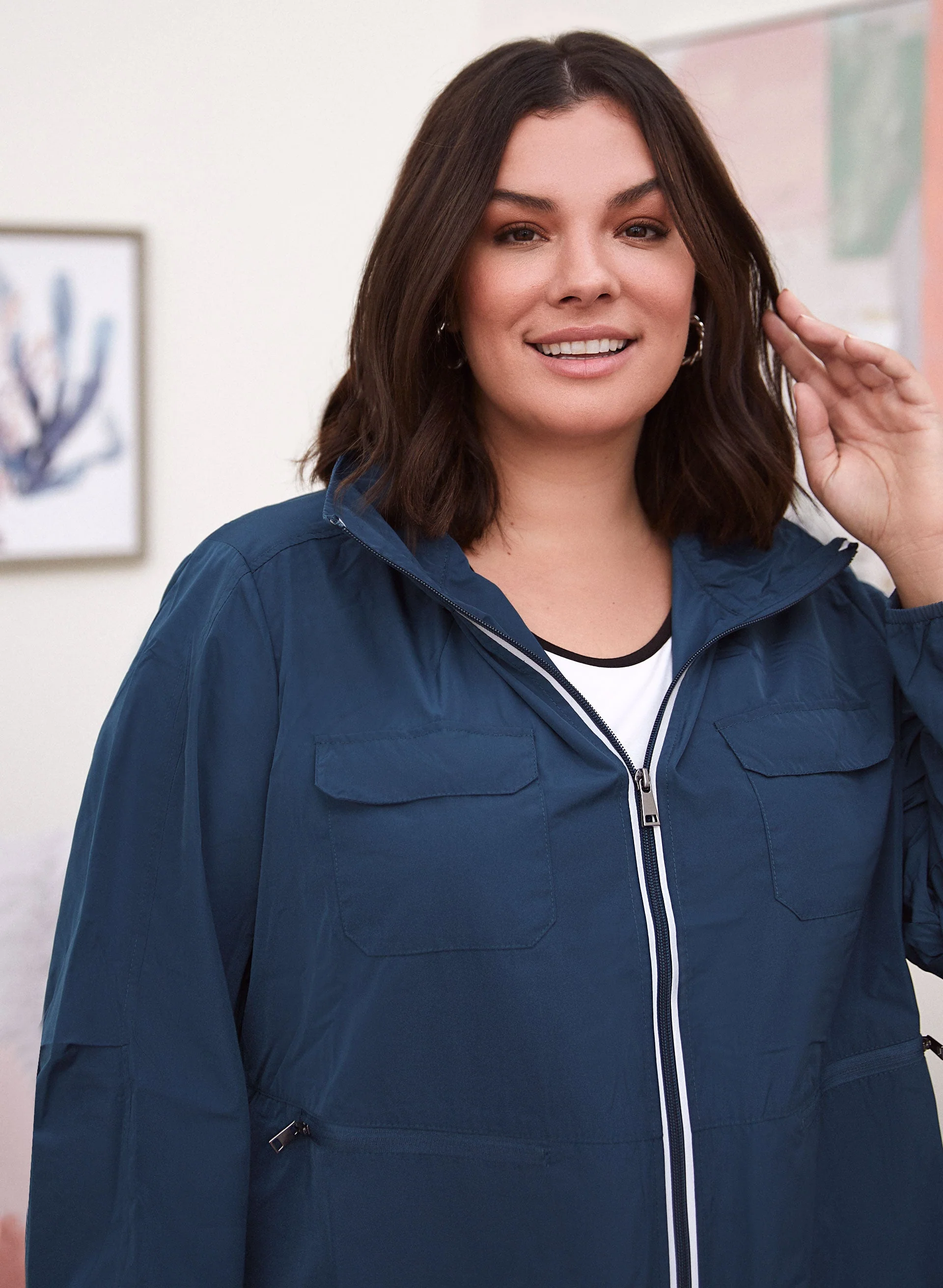 Contrast Zip Raincoat - Image 4
