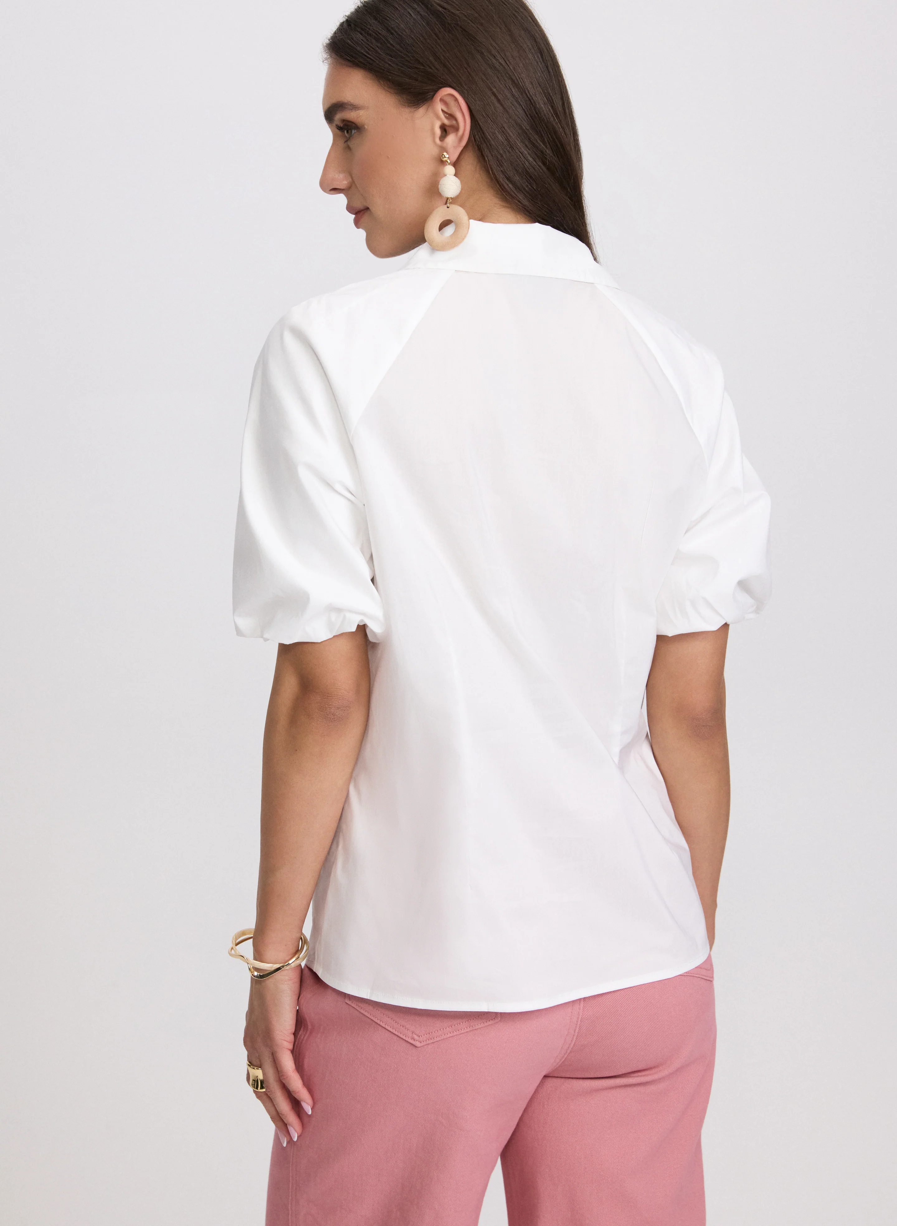 Cotton-Blend Puff-Sleeve Blouse - Image 4