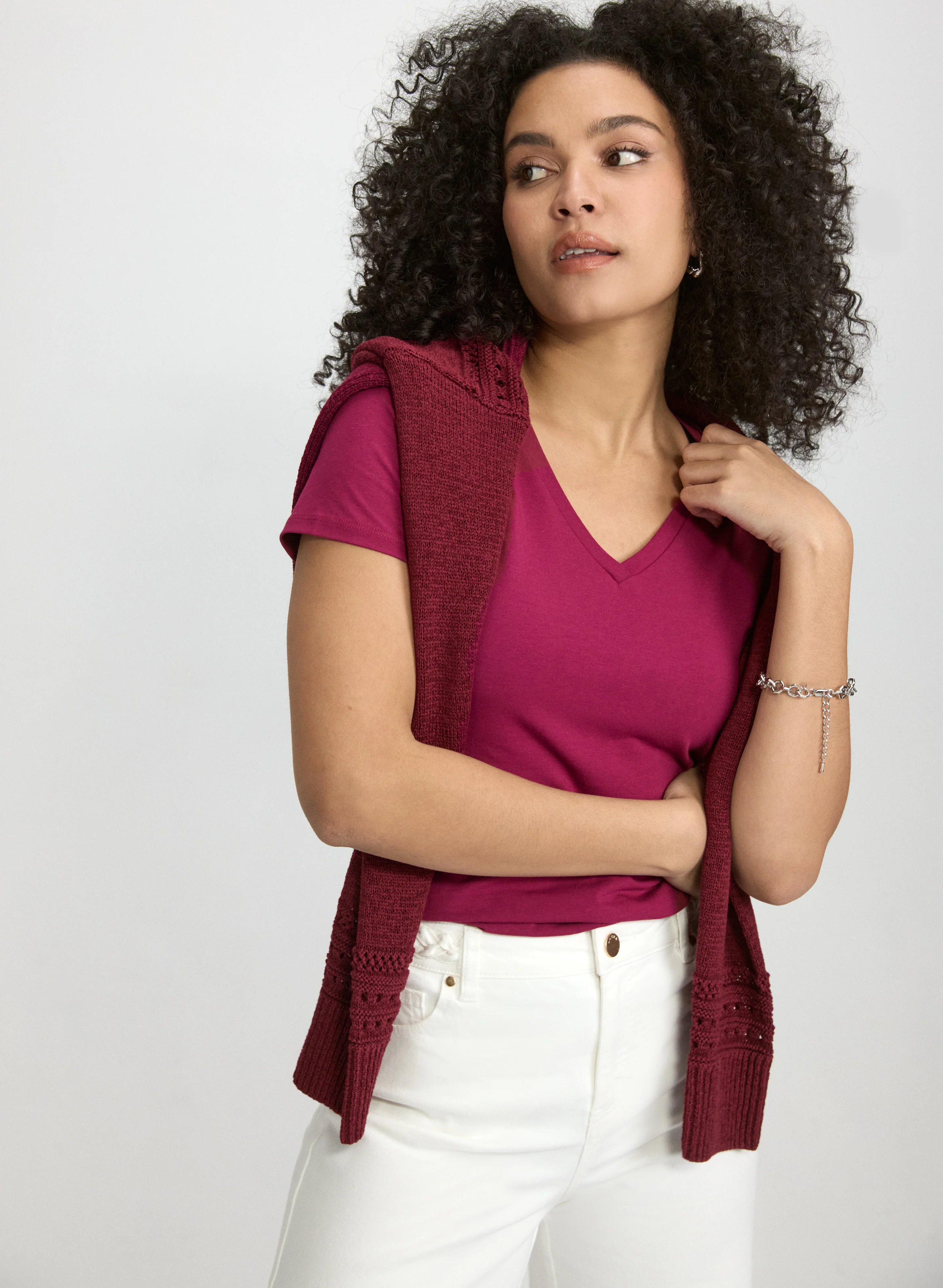 Cotton-Blend V-Neck T-Shirt - Image 5