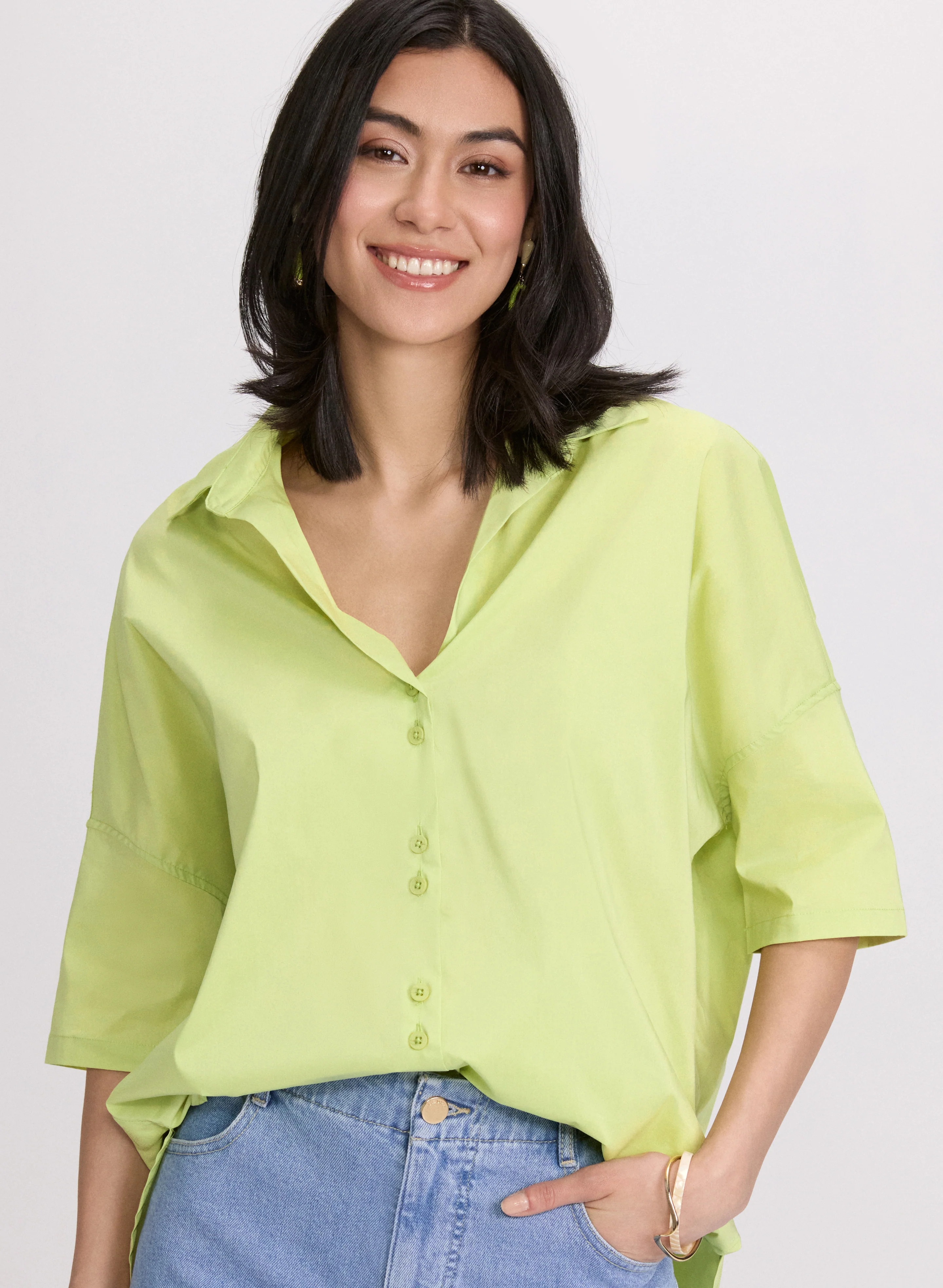 Cotton Button-Up Blouse