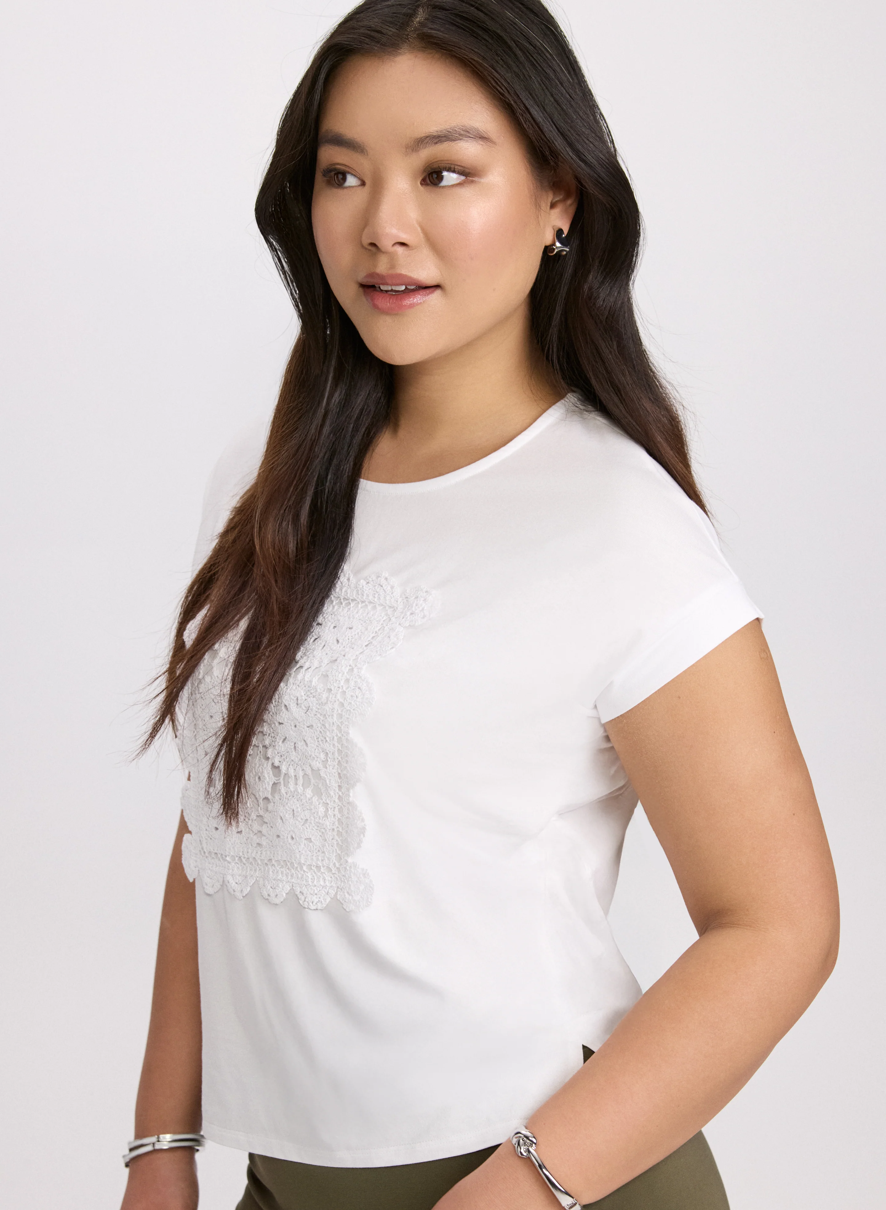 Cotton Crochet Applique T-Shirt - Image 4