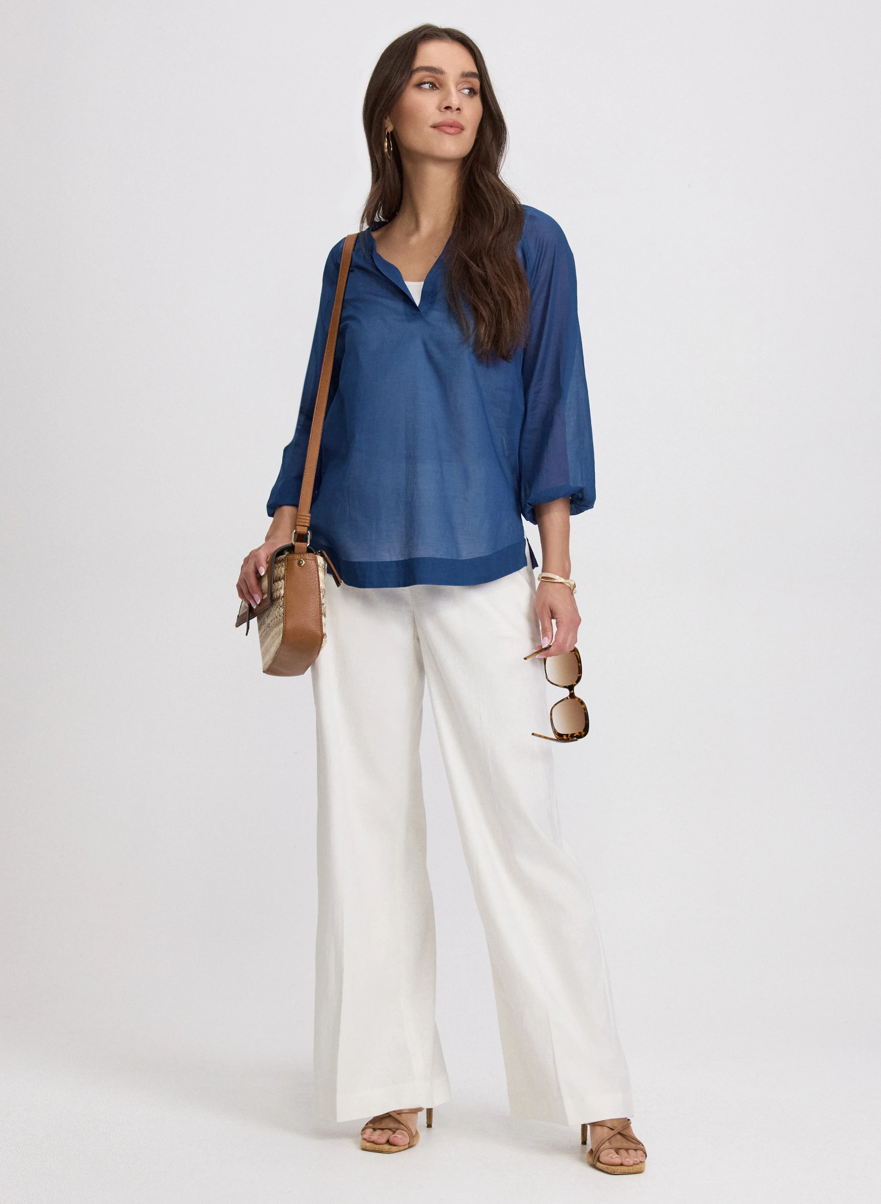 Cotton Split Neck Blouse - Image 3