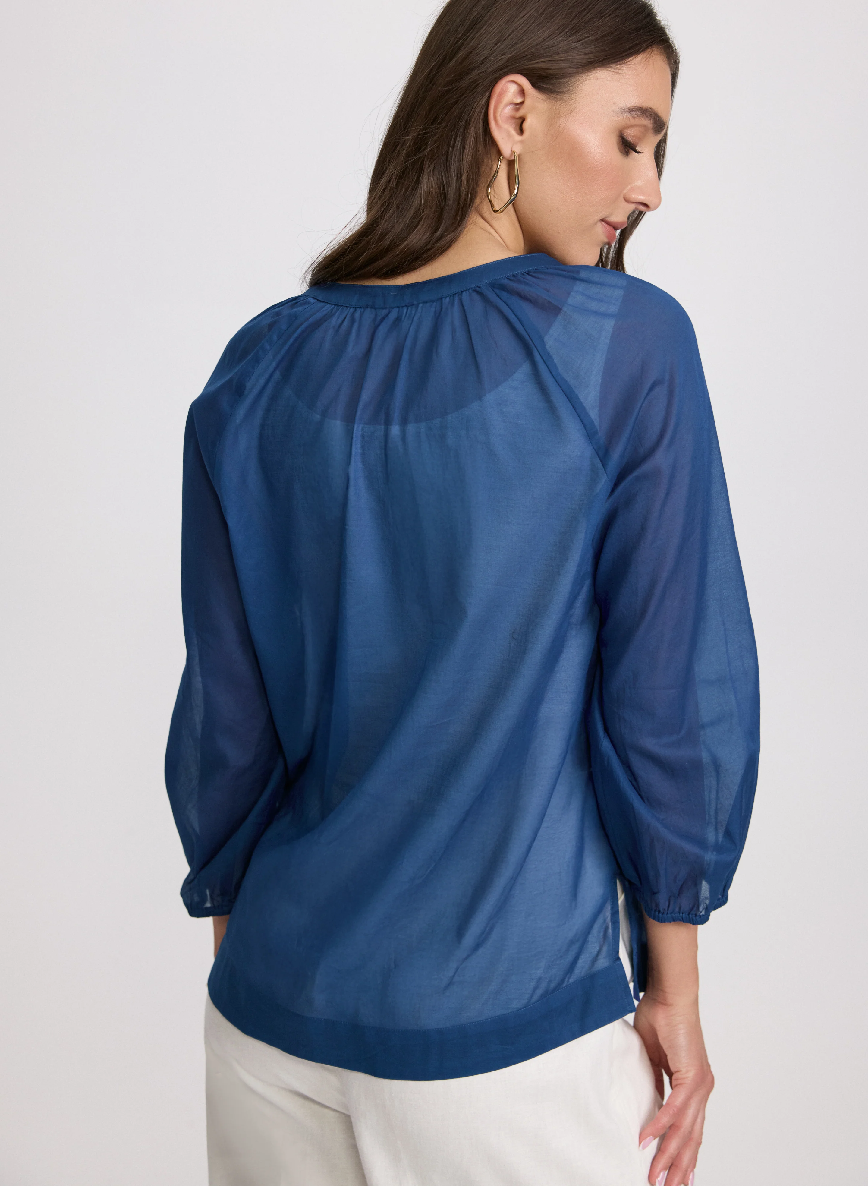 Cotton Split Neck Blouse - Image 4