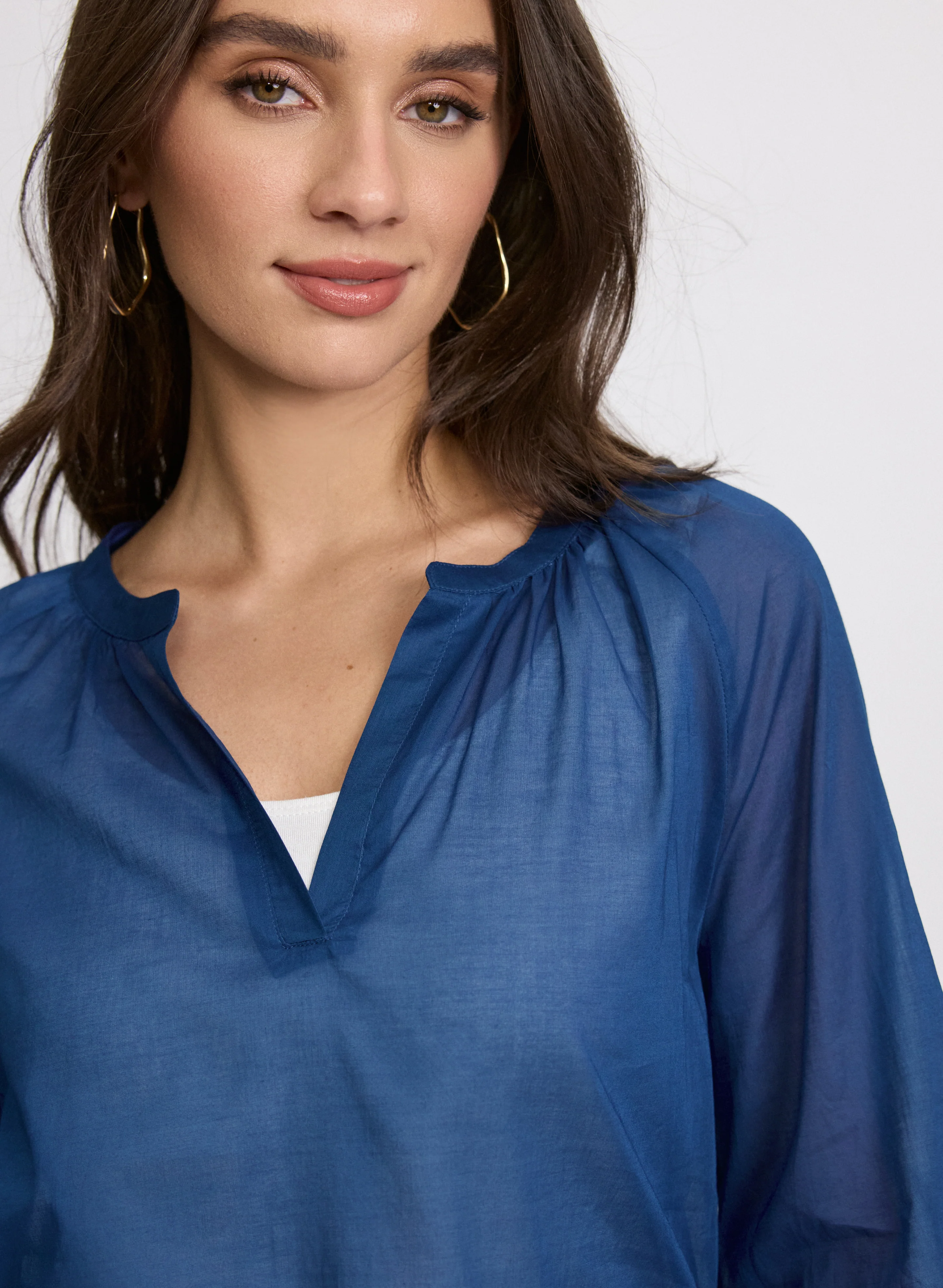 Cotton Split Neck Blouse - Image 5
