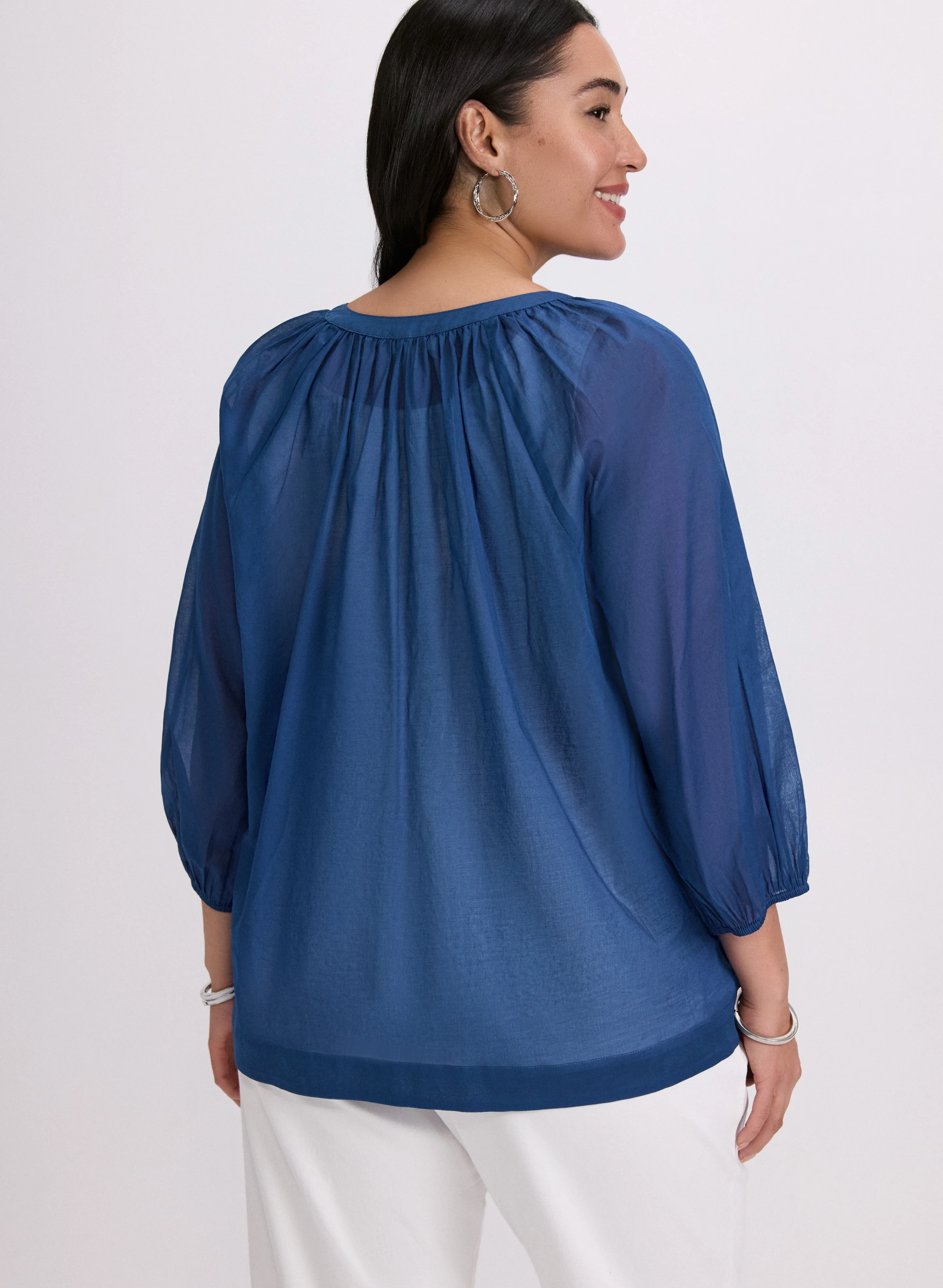 Cotton Split Neck Blouse - Image 5