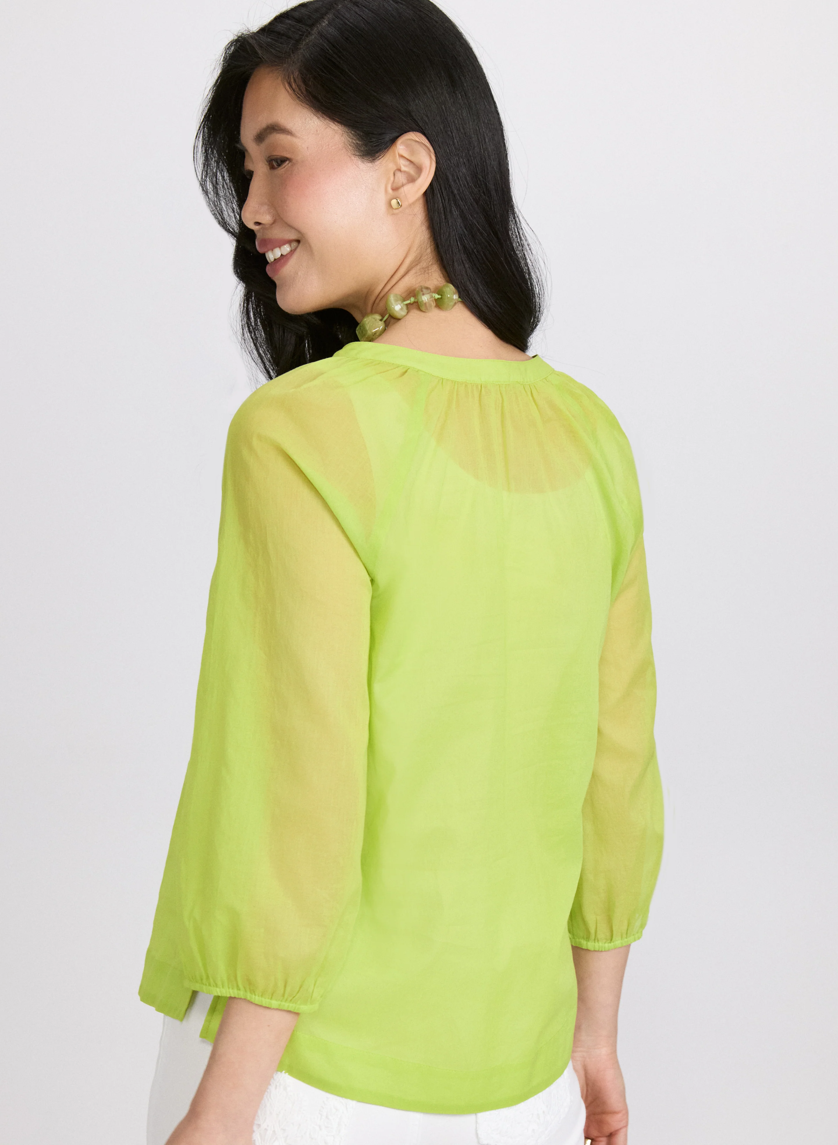 Cotton Split Neck Blouse - Image 4